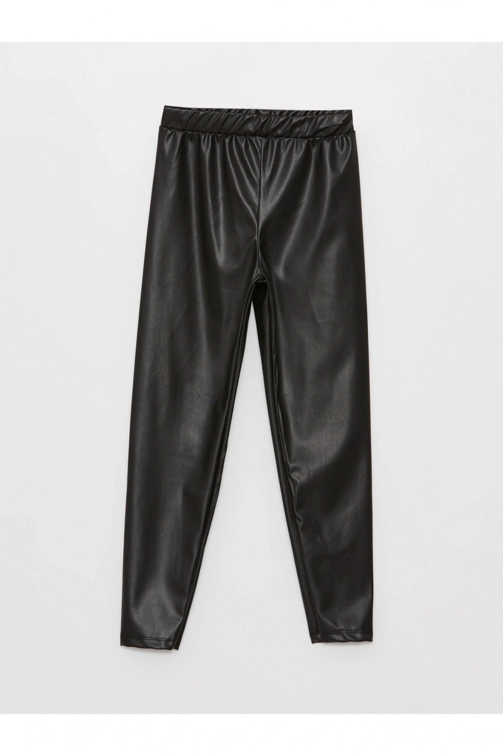 Beli Lastikli Deri Görünümlü Kız Çocuk Pantolon