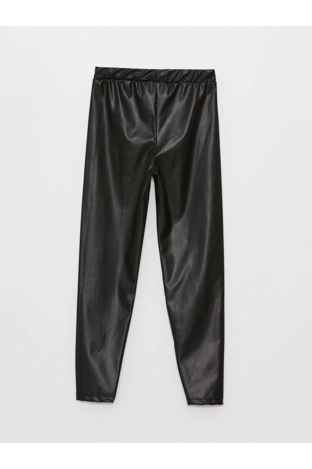 Beli Lastikli Deri Görünümlü Kız Çocuk Pantolon