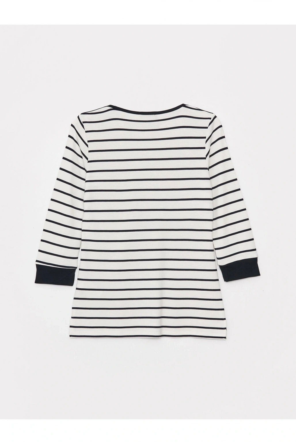 Kayık Yaka Çizgili Kadın Tişört