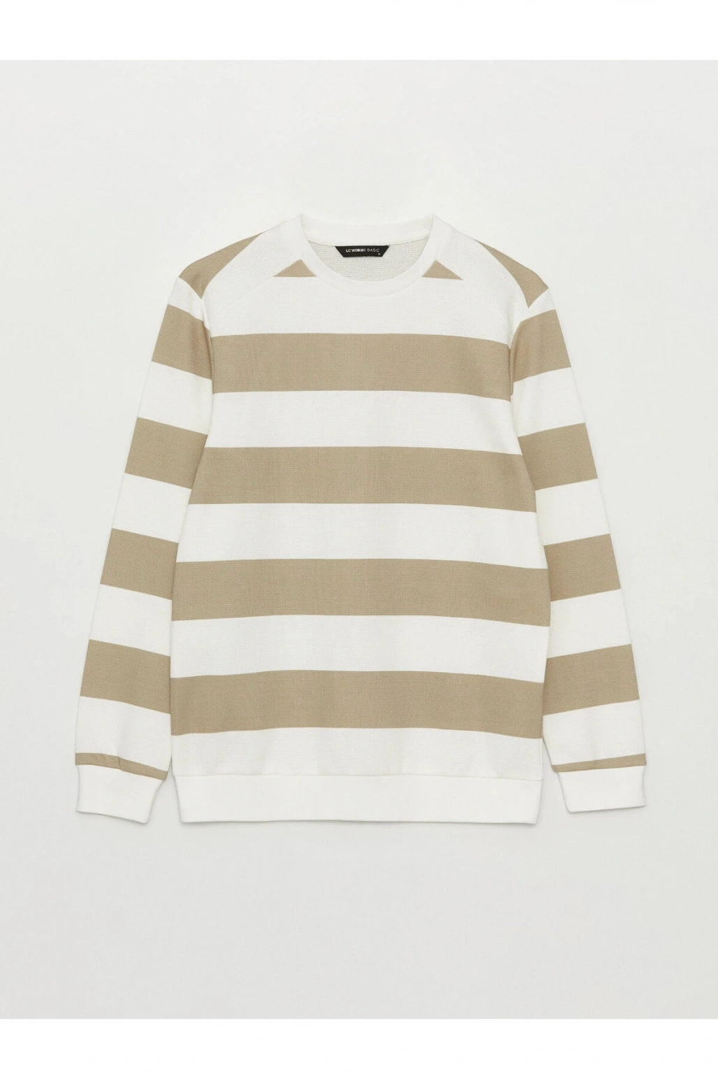 Bisiklet Yaka Uzun Kollu Çizgili Erkek Sweatshirt