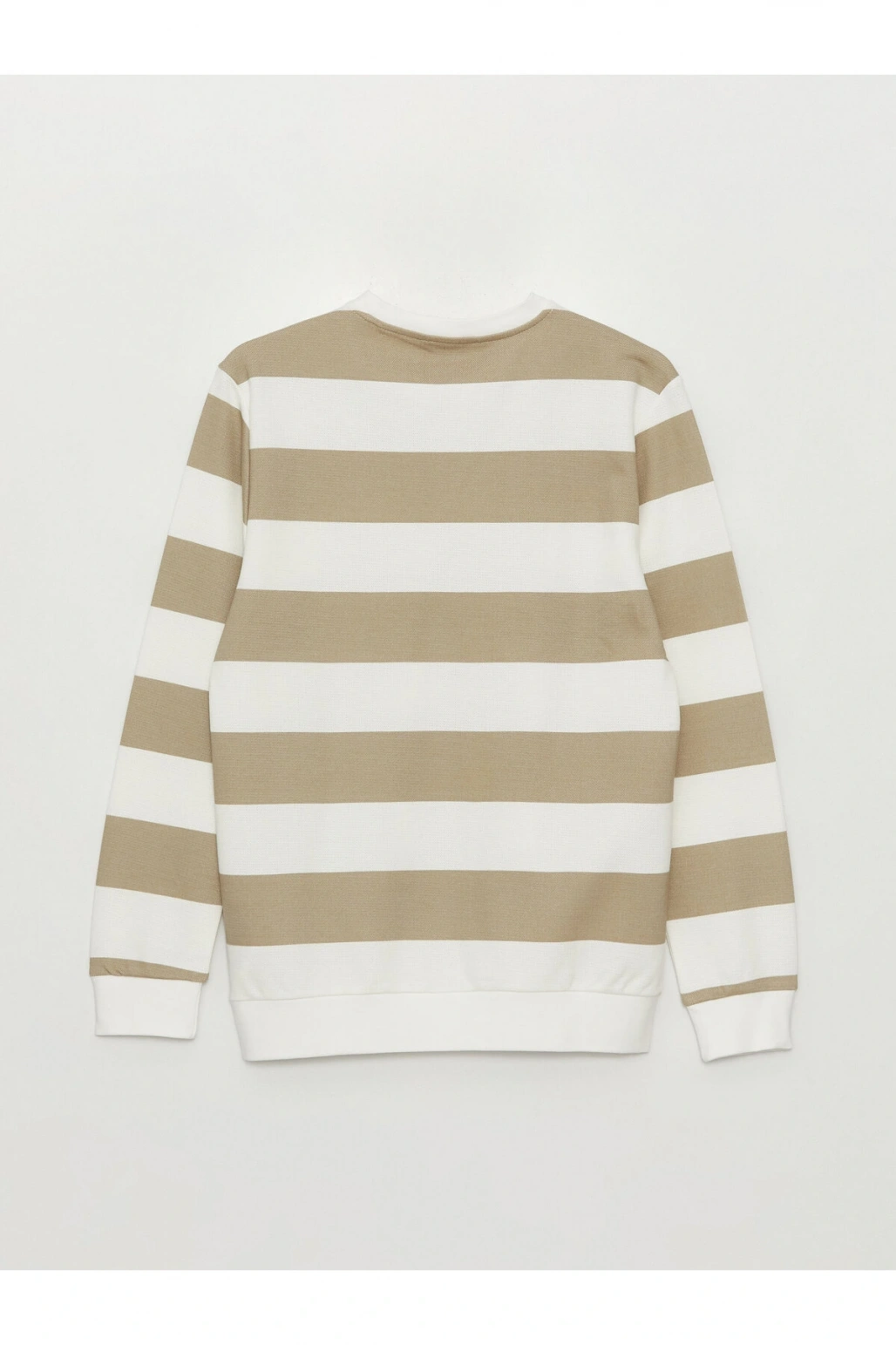 Bisiklet Yaka Uzun Kollu Çizgili Erkek Sweatshirt