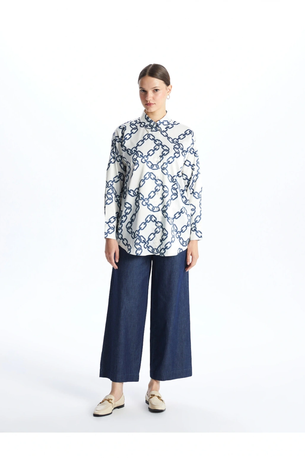 Beli Lastikli Wideleg Kadın Jean Pantolon