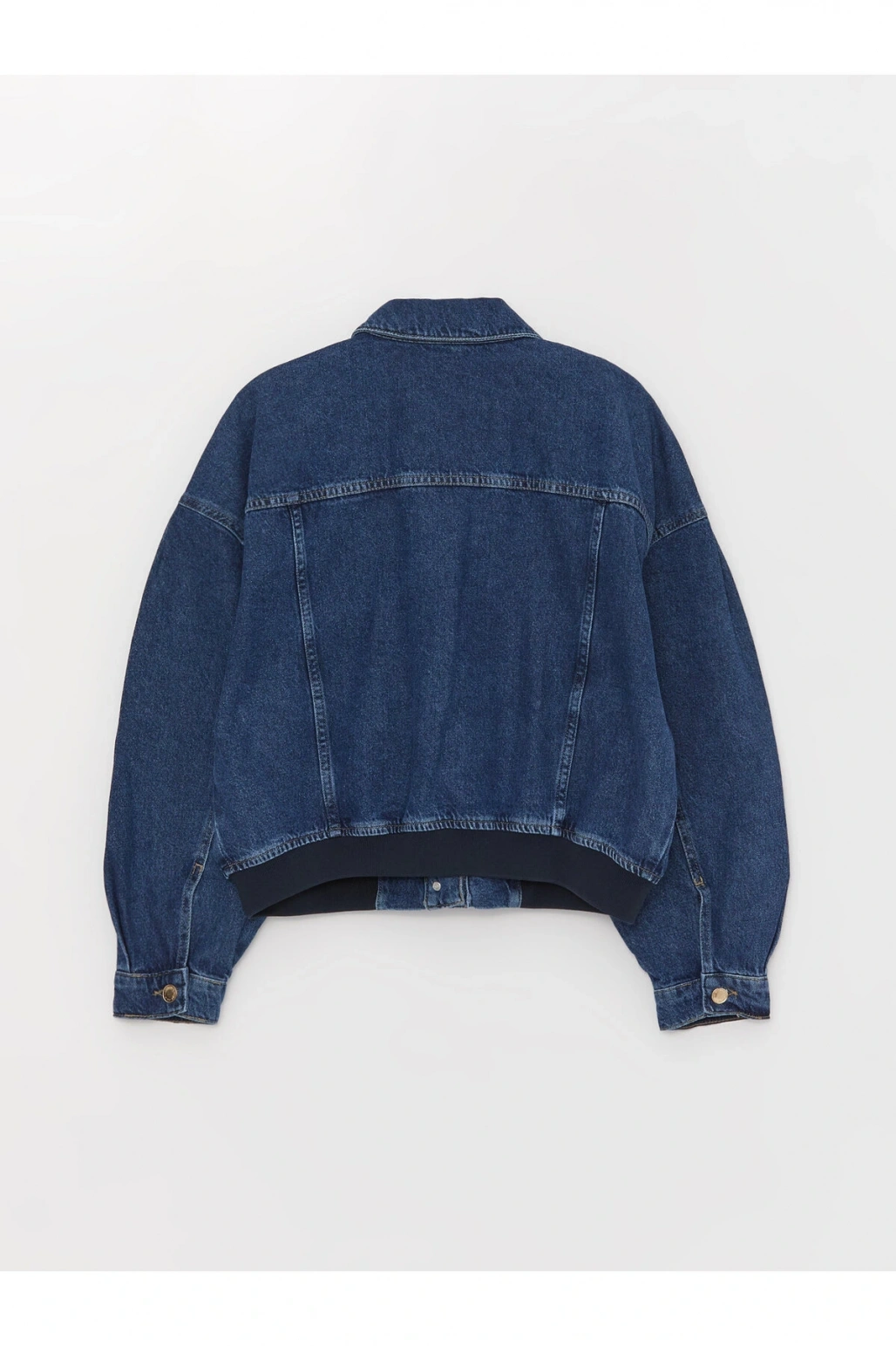 Gömlek Yaka Düz Uzun Kollu Oversize Kadın Jean Ceket