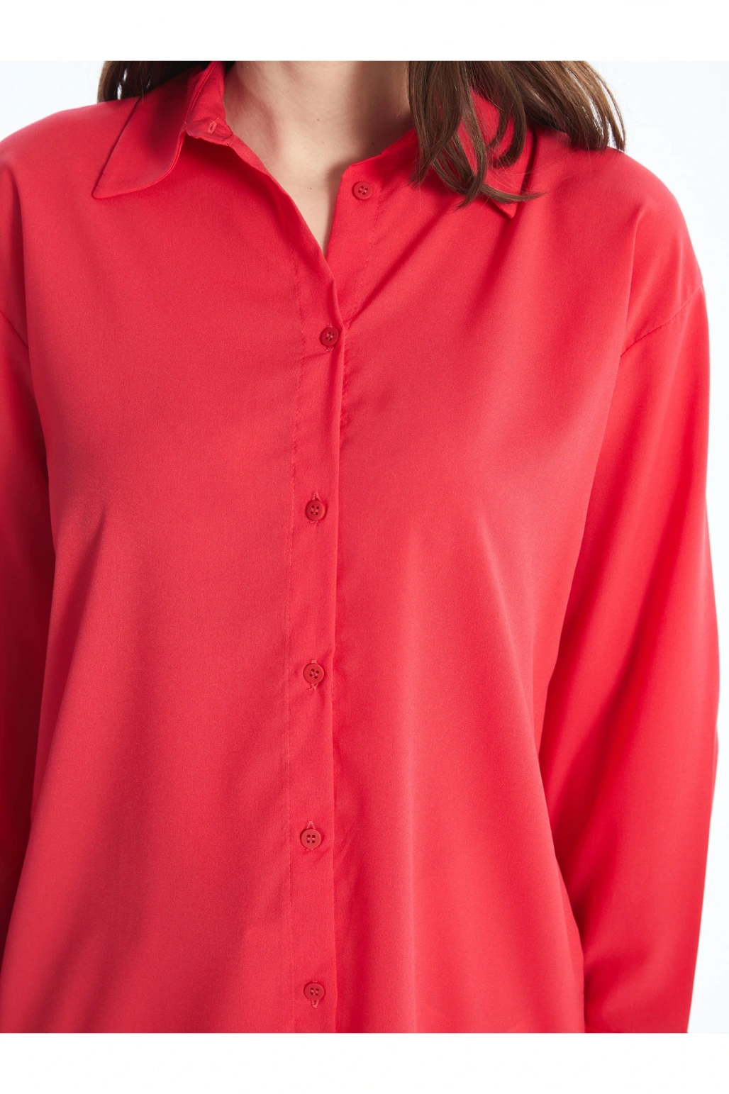 Düz Uzun Kollu Oversize Kadın Gömlek Tunik