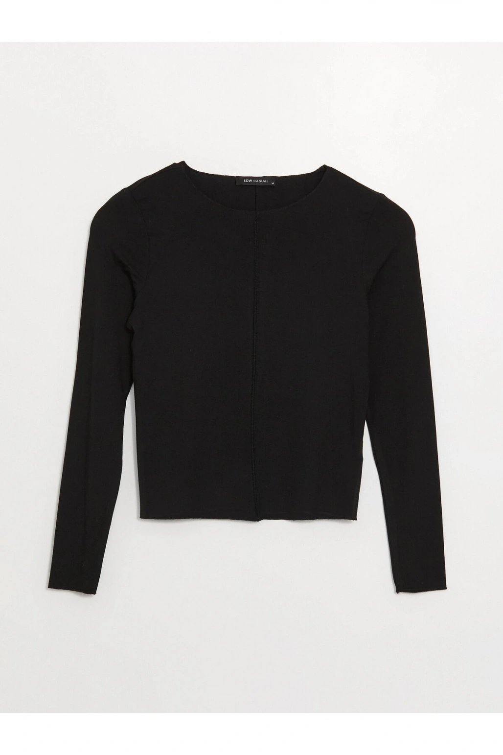 Bisiklet Yaka Düz Uzun Kollu Kadın Tişört