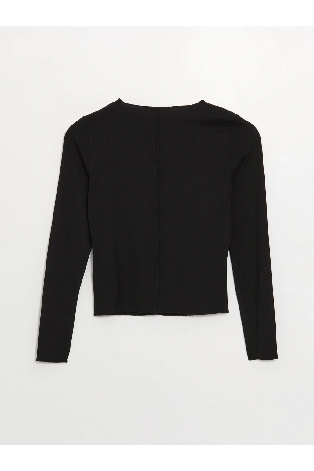 Bisiklet Yaka Düz Uzun Kollu Kadın Tişört