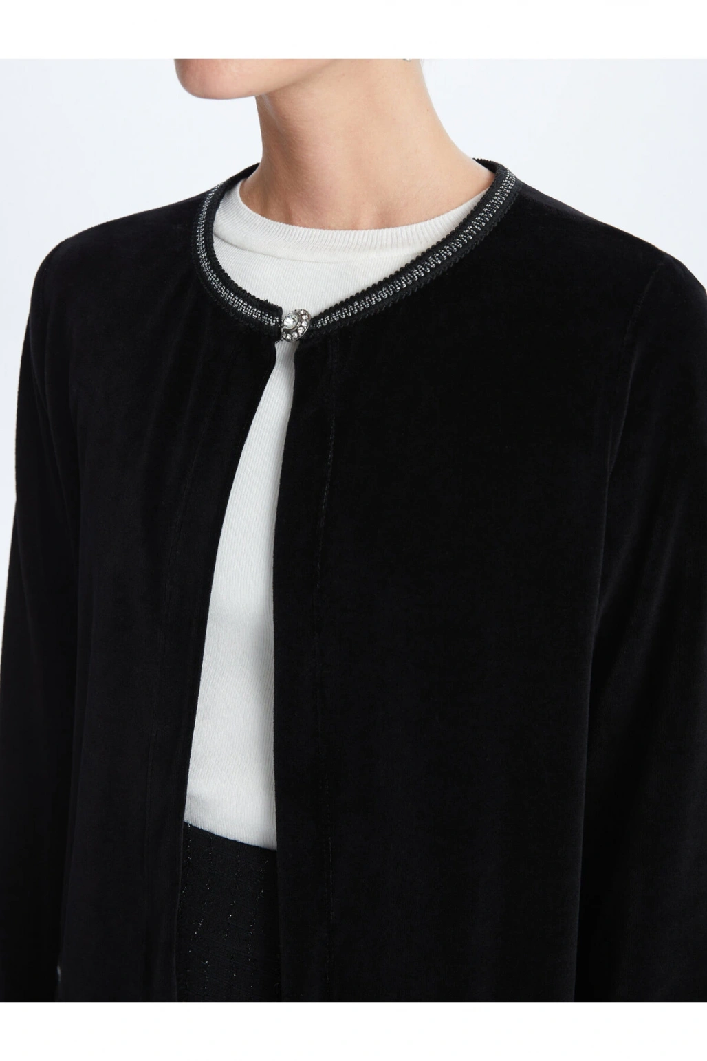 Bisiklet Yaka Düz Uzun Kollu Kadın Hırka