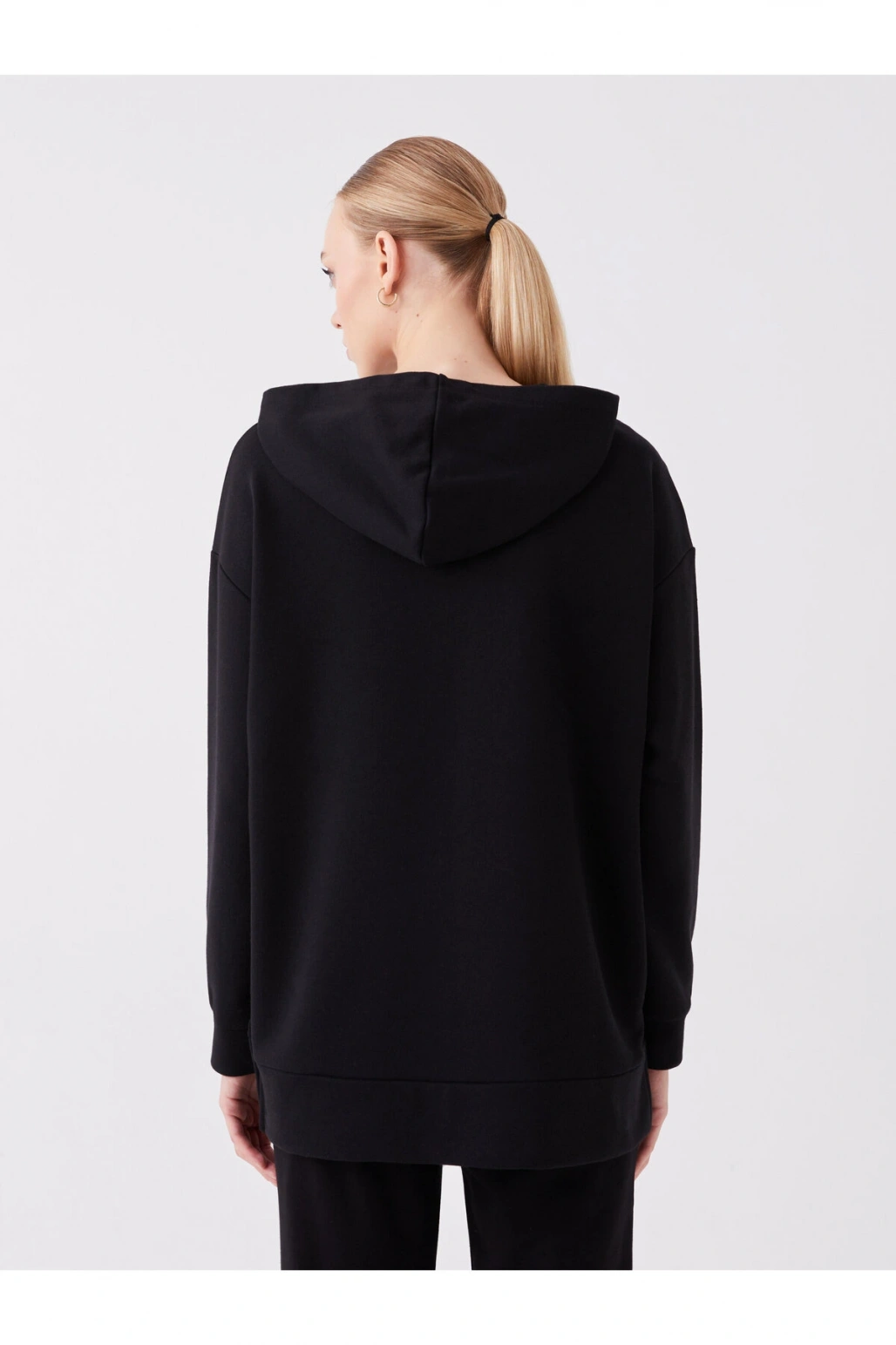 Baskılı Uzun Kollu Oversize Kadın Hoodie