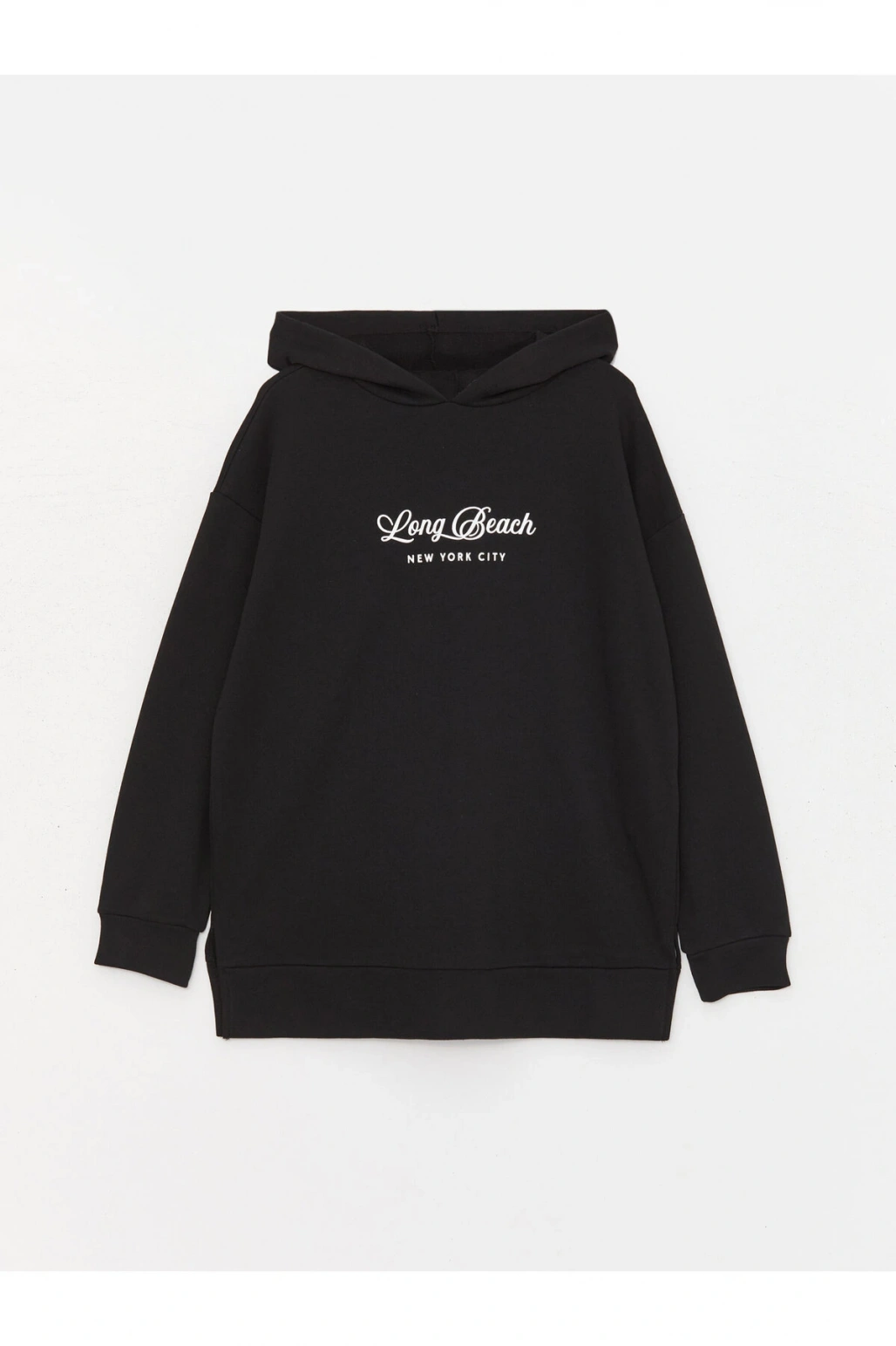 Baskılı Uzun Kollu Oversize Kadın Hoodie