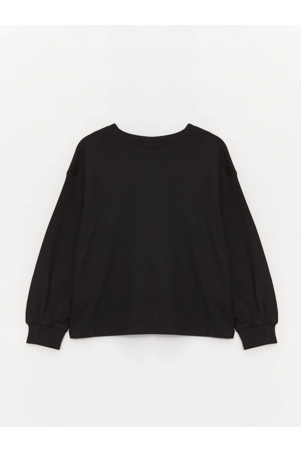 Bisiklet Yaka Baskılı Uzun Kollu Kız Çocuk Tişört