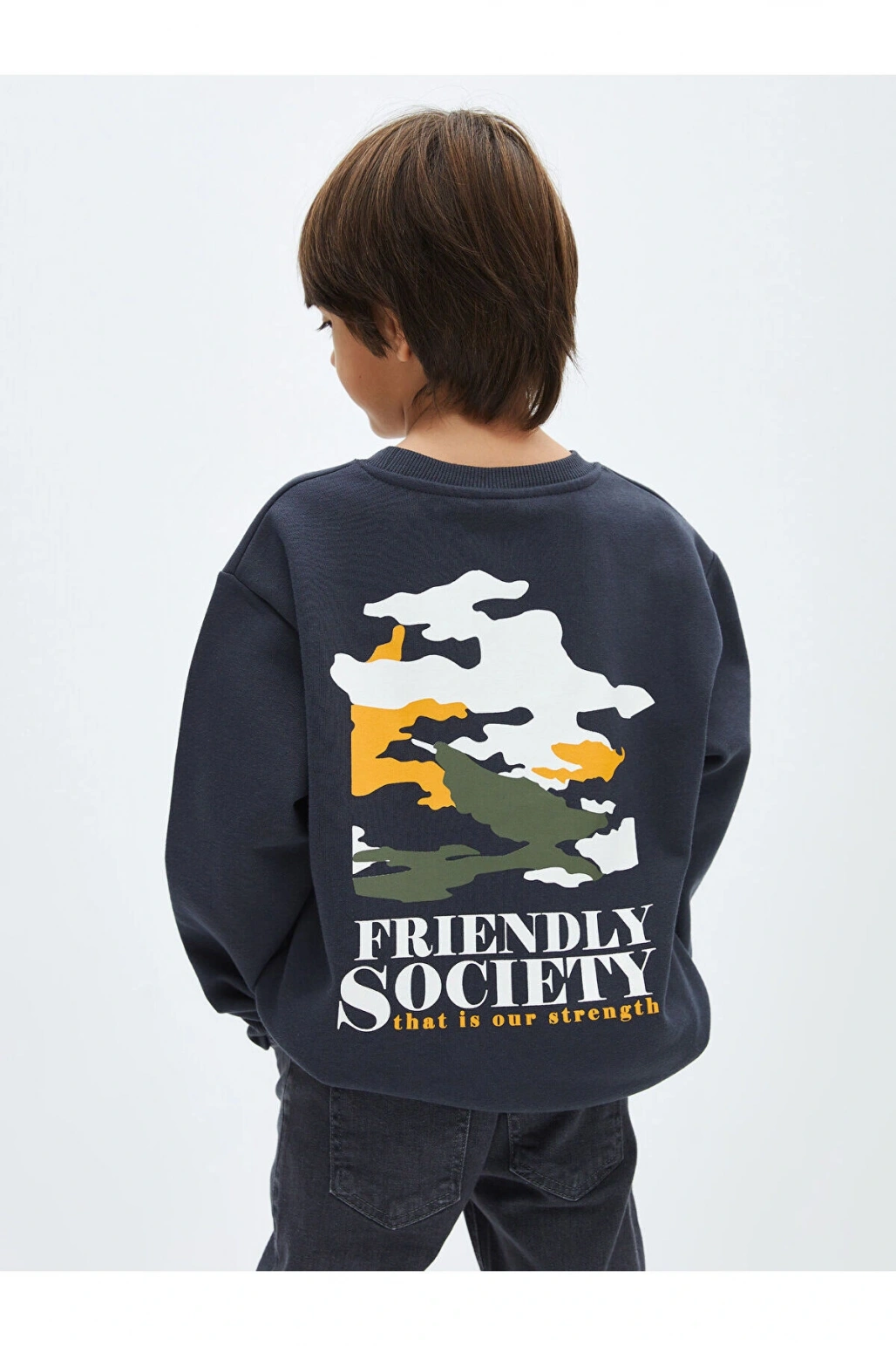 Lw - Bisiklet Yaka Baskılı Uzun Kollu Erkek Çocuk Sweatshirt