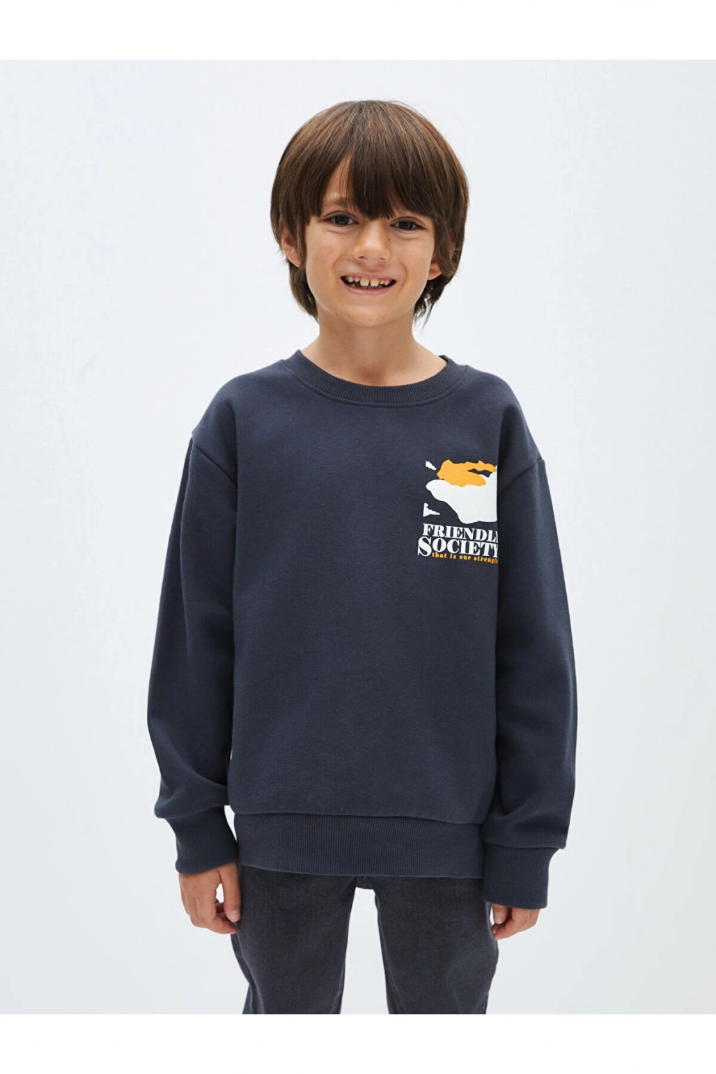 Lw - Bisiklet Yaka Baskılı Uzun Kollu Erkek Çocuk Sweatshirt