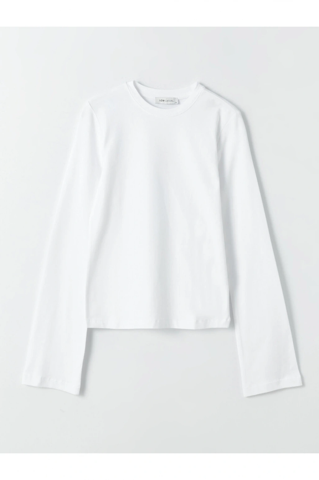 Bisiklet Yaka Düz Uzun Kollu Kadın Tişört