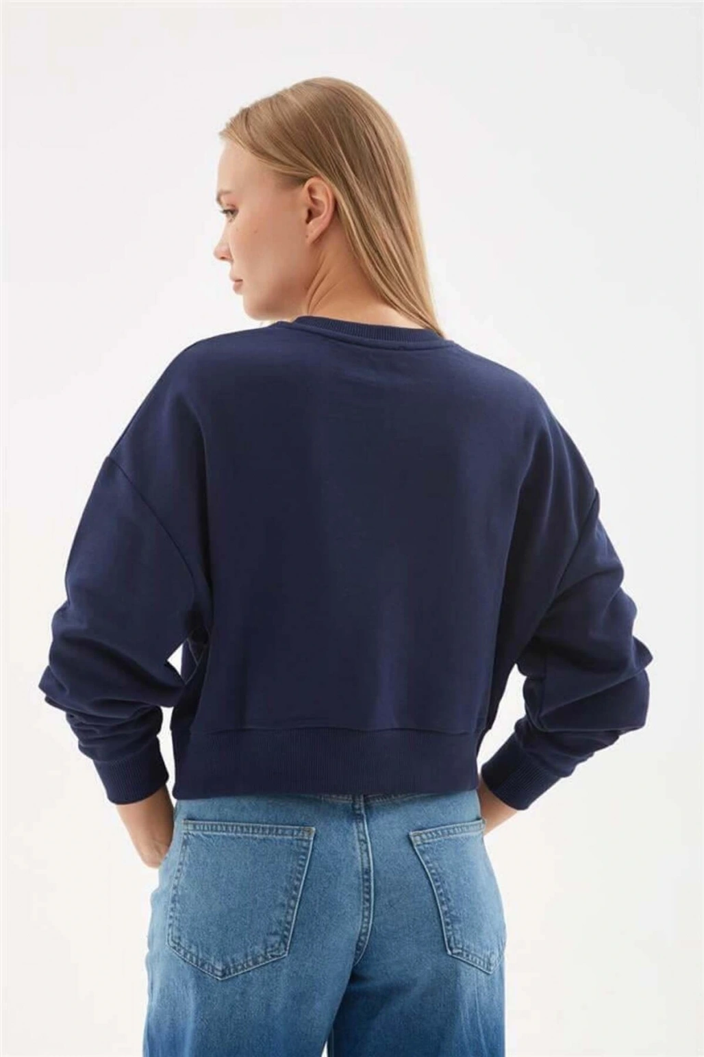 Nakışlı Sweat Lacivert