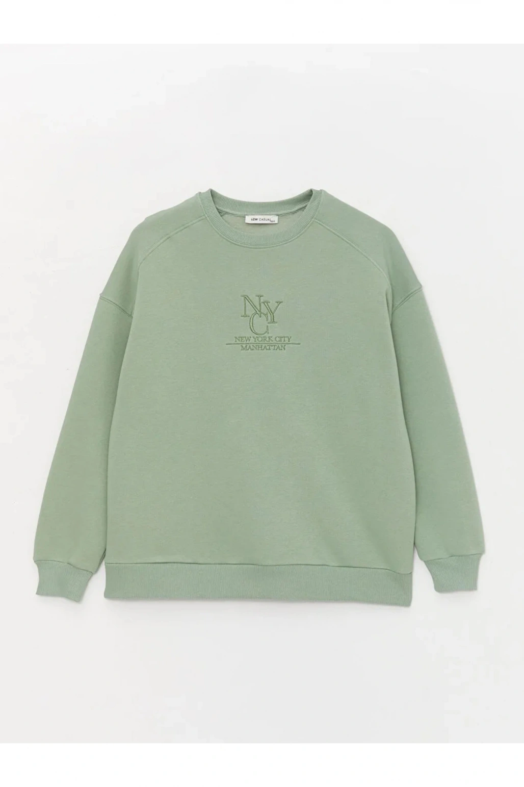 Bisiklet Yaka Nakışlı Uzun Kollu Oversize Kadın Sweatshirt