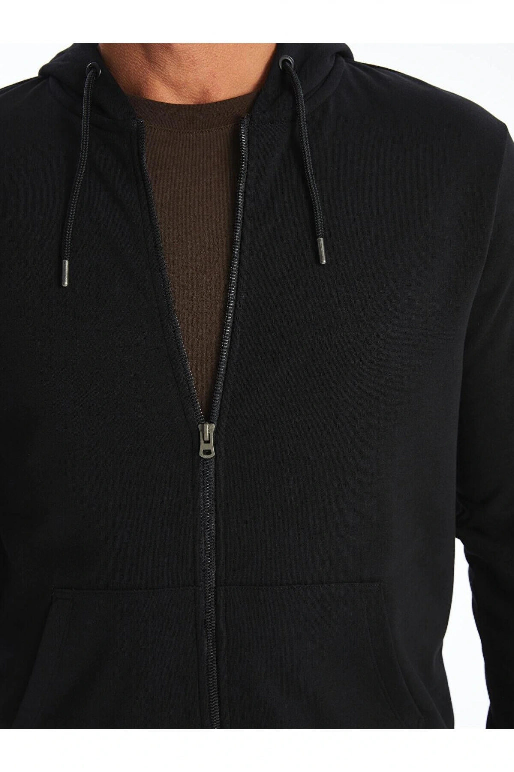 LCWAIKIKI Classic Siyah Kapüşonlu Uzun Kollu Erkek Kalın Fermuarlı Sweatshirt