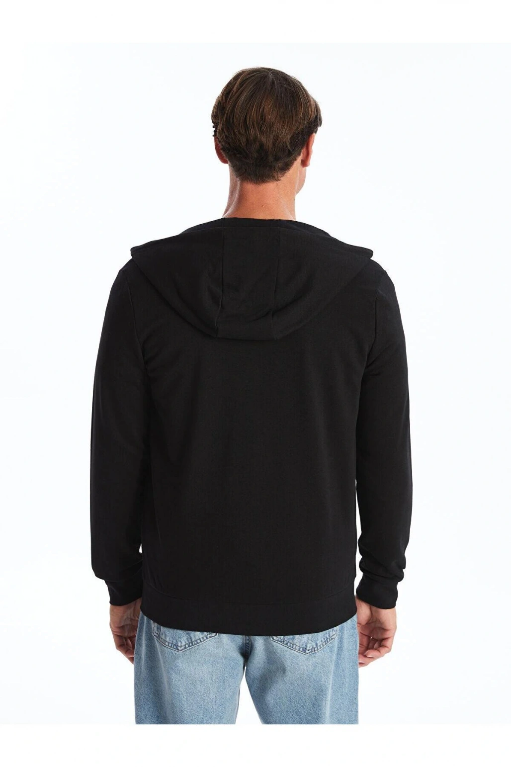 LCWAIKIKI Classic Siyah Kapüşonlu Uzun Kollu Erkek Kalın Fermuarlı Sweatshirt