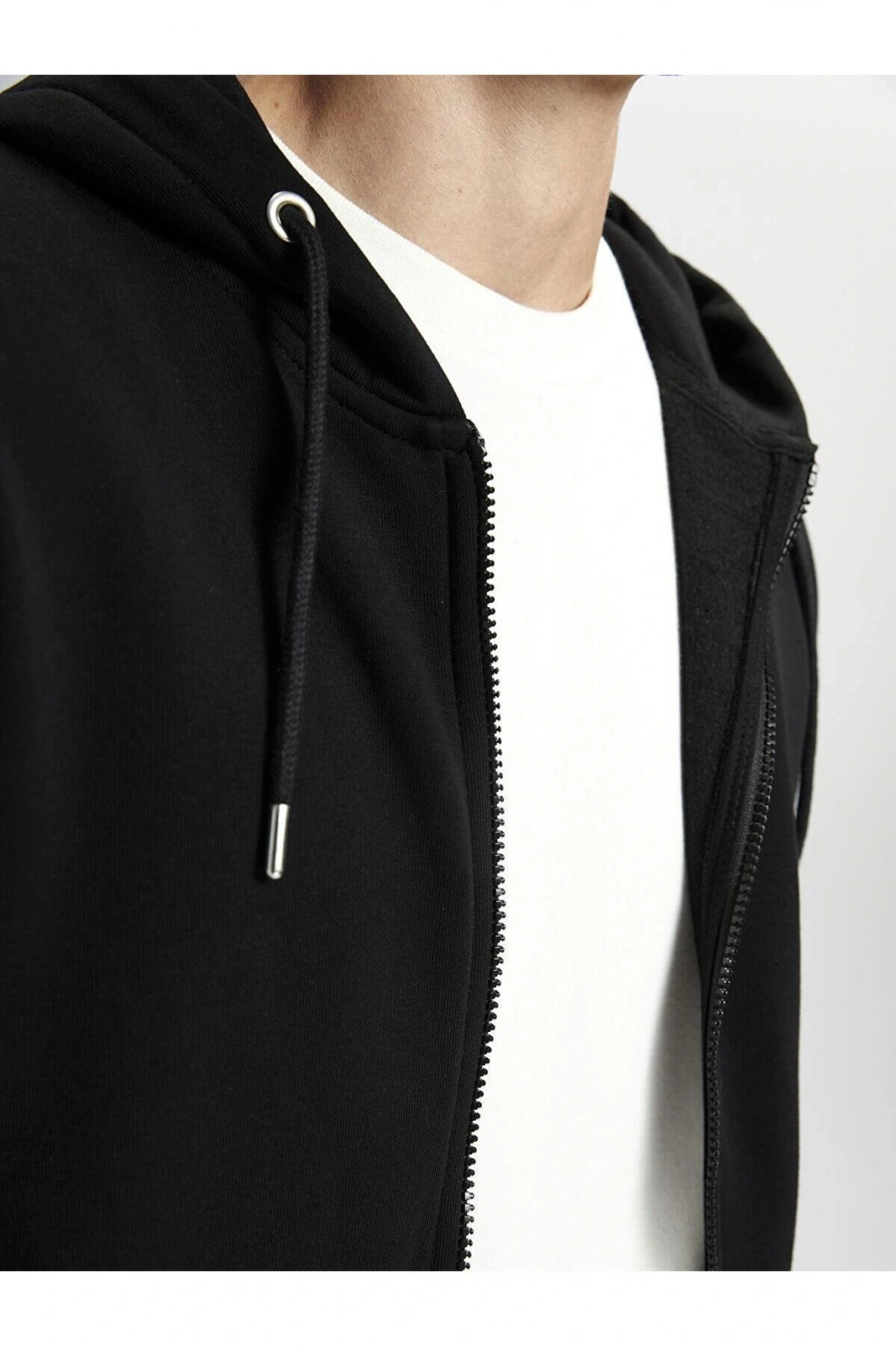 LCWAIKIKI Classic Siyah Kapüşonlu Uzun Kollu Erkek Kalın Fermuarlı Sweatshirt