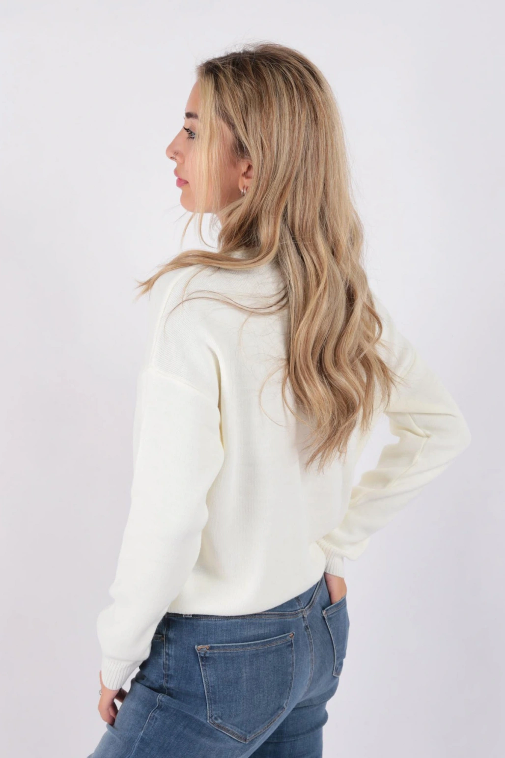 23k0166k1 Kadın Düşük Omuzlu Kazak