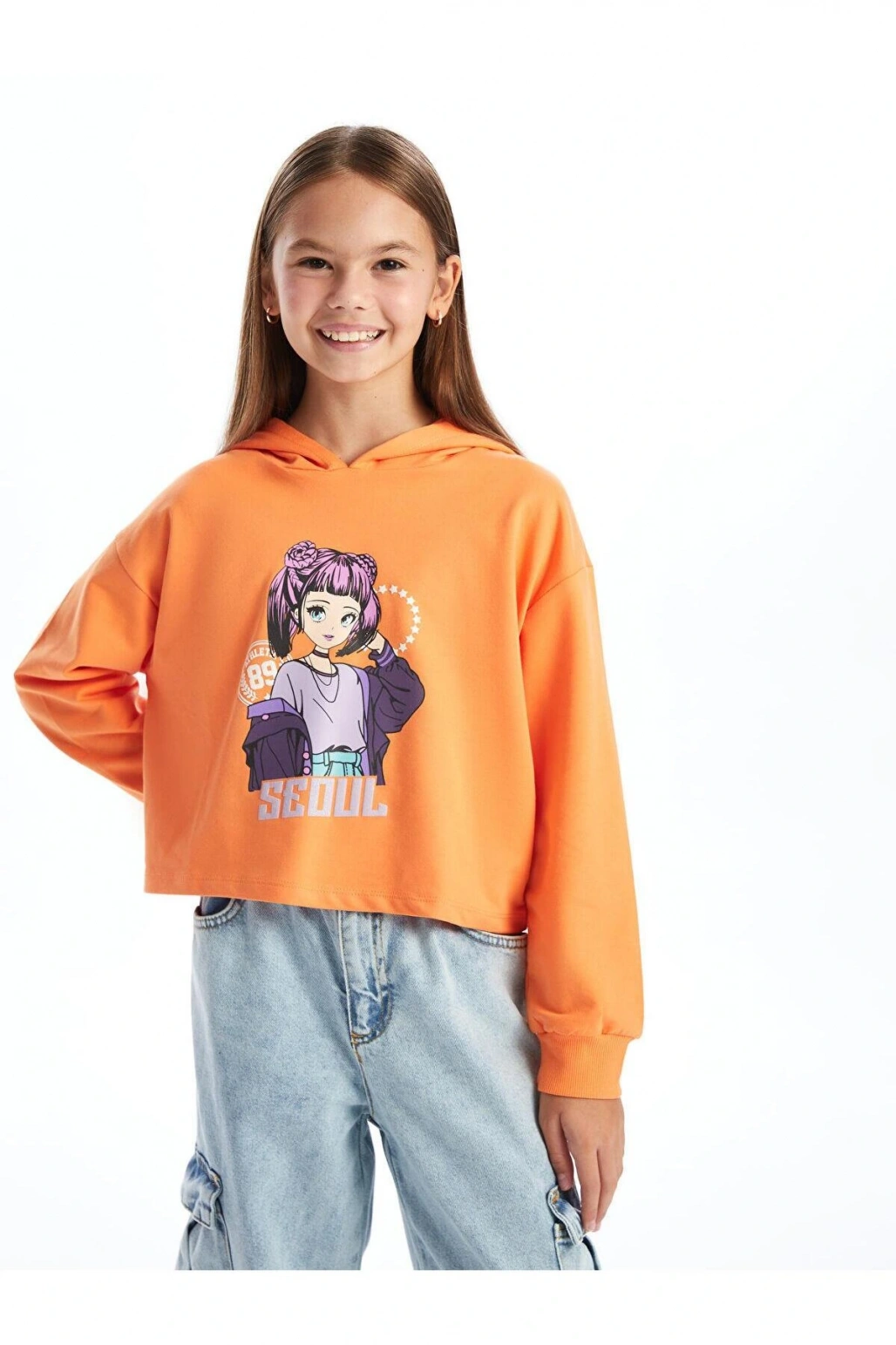 LCW Kids Kapüşonlu Kız Çocuk Sweatshirt