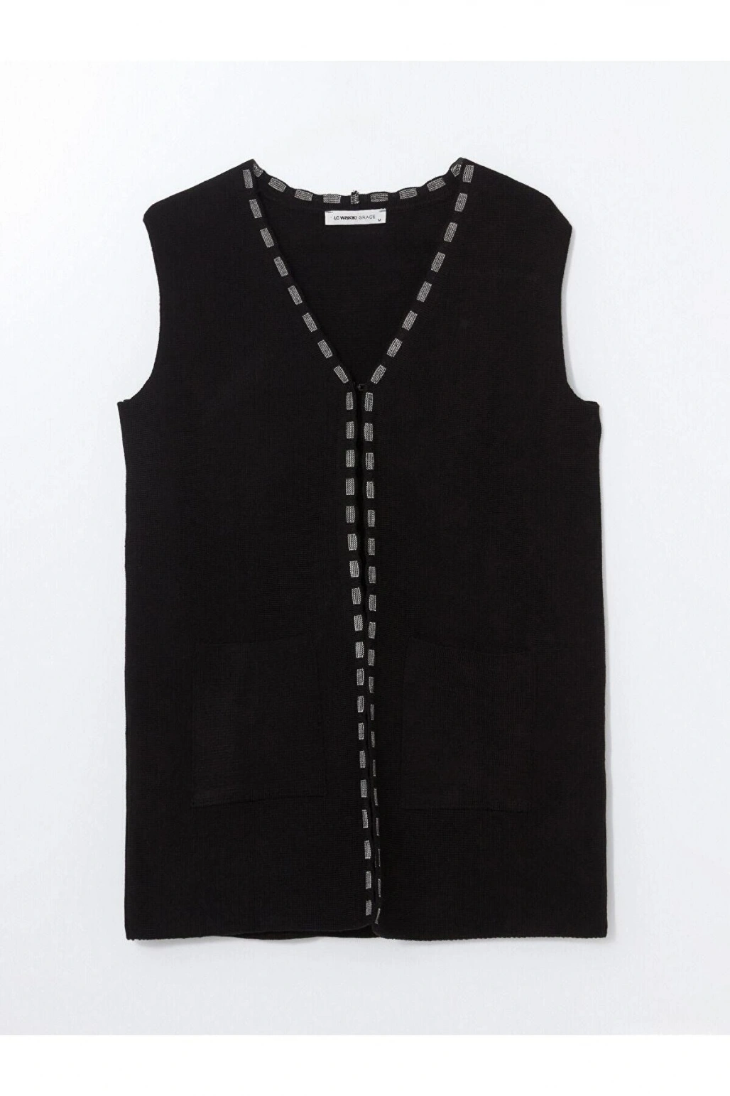 LCW Grace V Yaka Desenli Kadın Triko Yelek