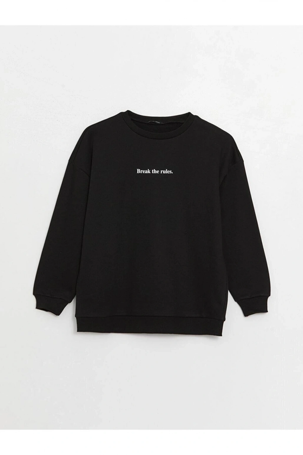 LCW Vision Bisiklet Yaka Baskılı Uzun Kollu Oversize Kadın Sweatshirt