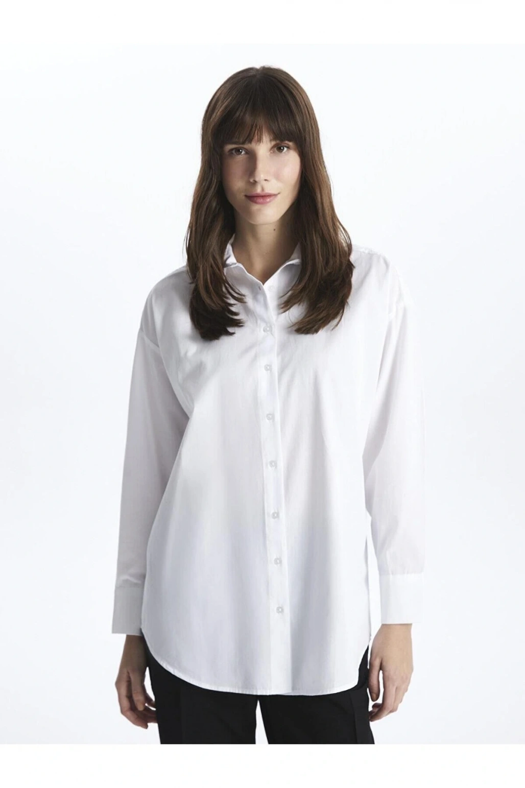 LCW Modest Kendinden Desenli Uzun Kollu Oversize Kadın Gömlek Tunik