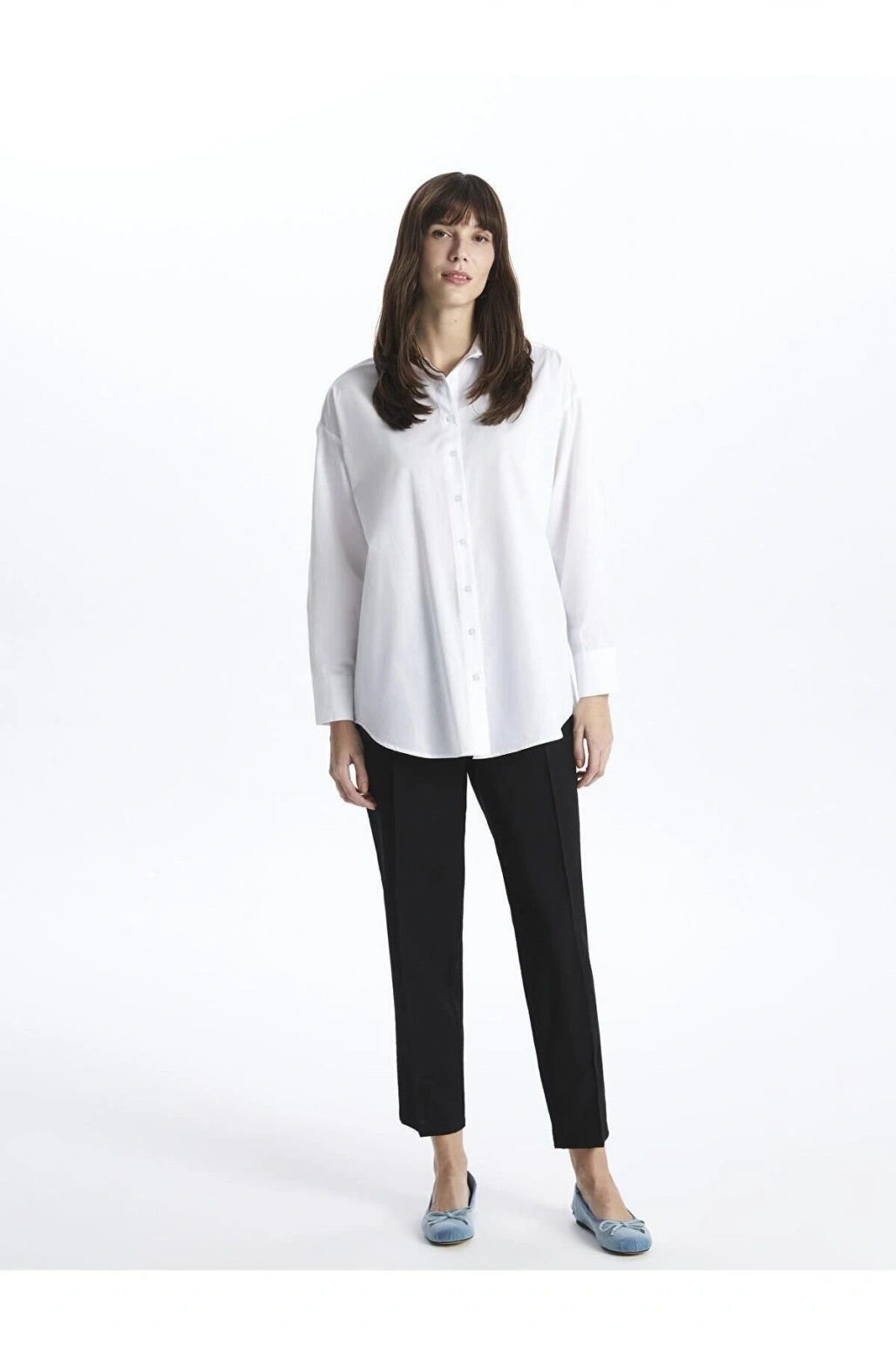 LCW Modest Kendinden Desenli Uzun Kollu Oversize Kadın Gömlek Tunik