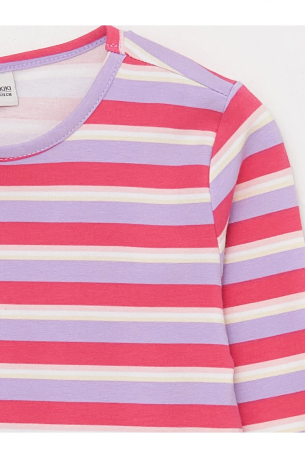Bisiklet Yaka Çizgili Uzun Kollu Kız Çocuk Tişört