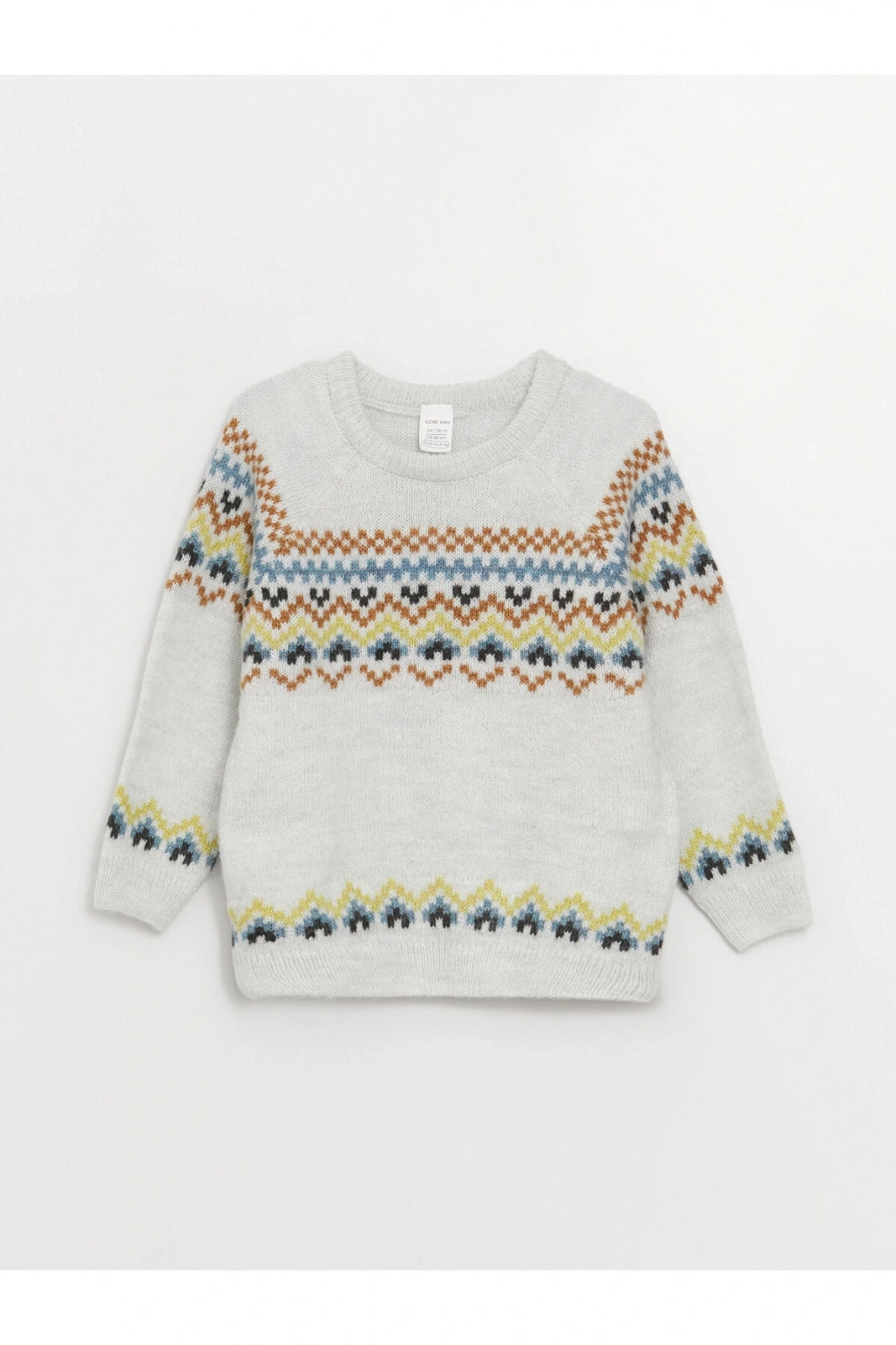 Bisiklet Yaka Uzun Kollu Desenli Erkek Bebek Triko Kazak