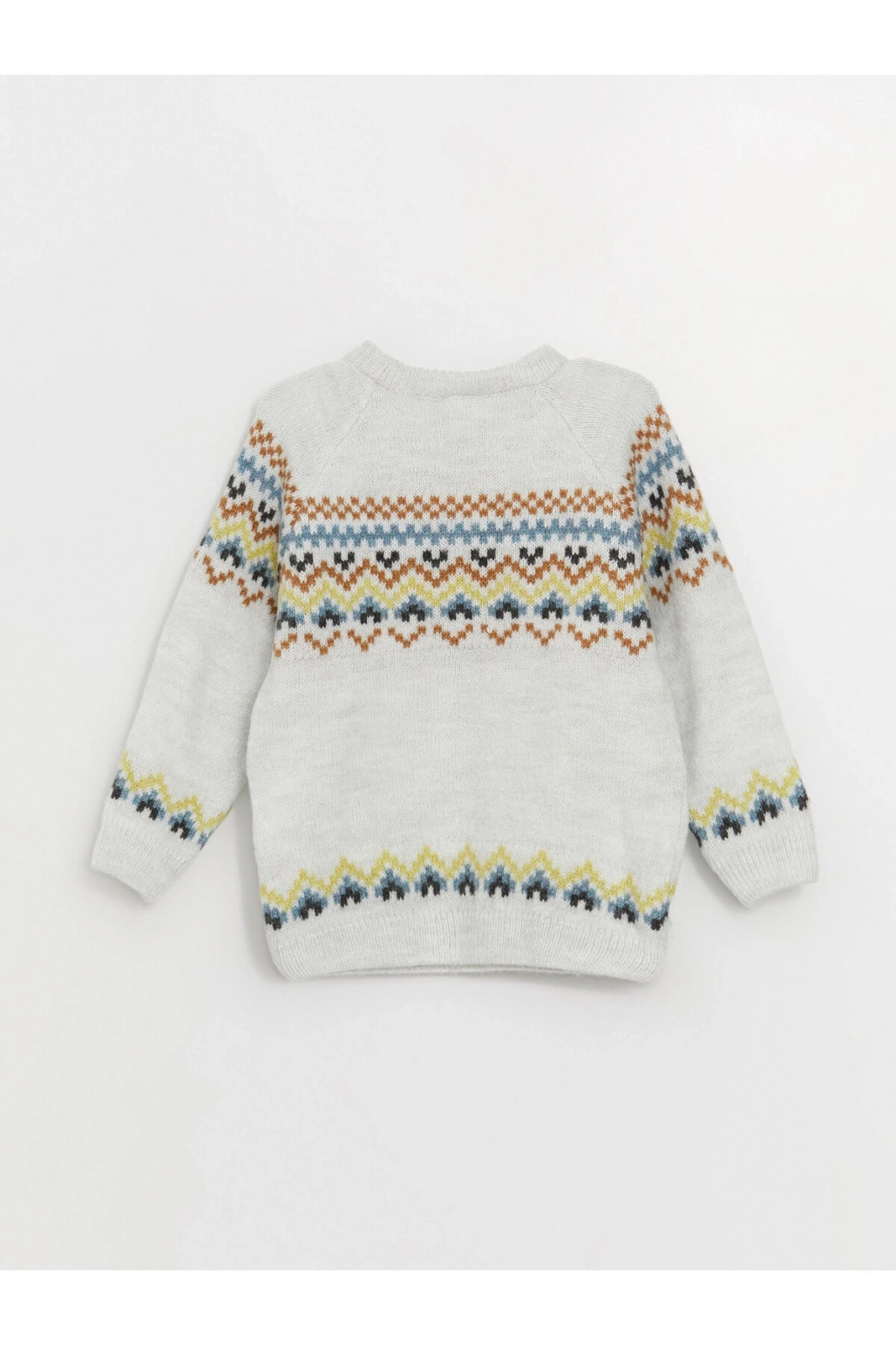 Bisiklet Yaka Uzun Kollu Desenli Erkek Bebek Triko Kazak