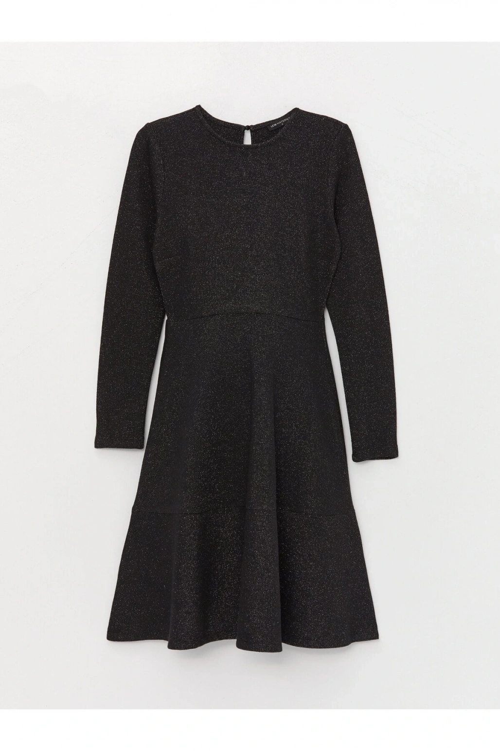 Bisiklet Yaka Parlak Görünümlü Uzun Kollu Hamile Elbise