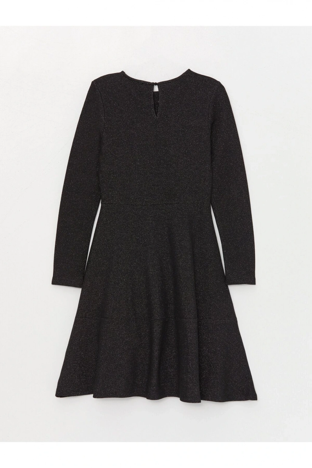 Bisiklet Yaka Parlak Görünümlü Uzun Kollu Hamile Elbise