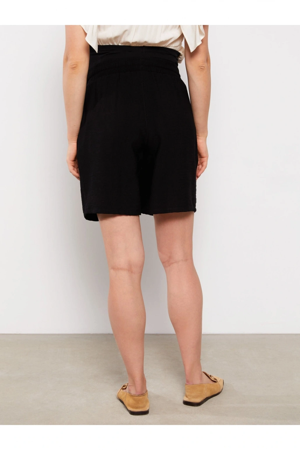 Beli Lastikli Karın Panelli Düz Hamile Şort