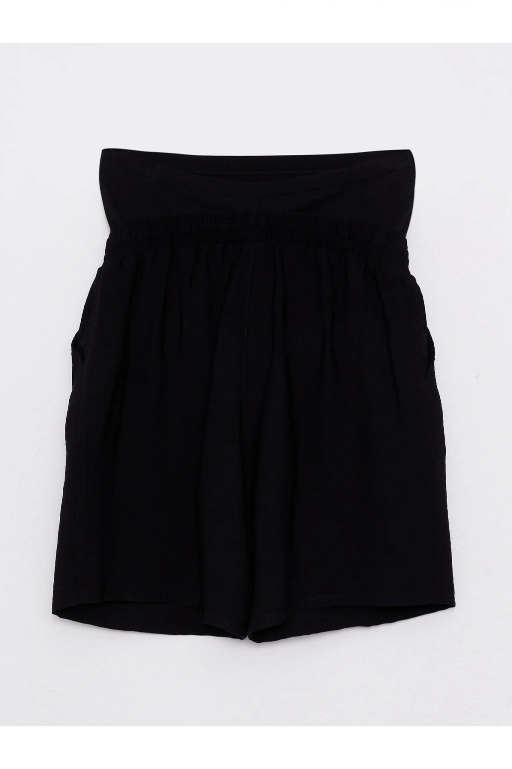 Beli Lastikli Karın Panelli Düz Hamile Şort