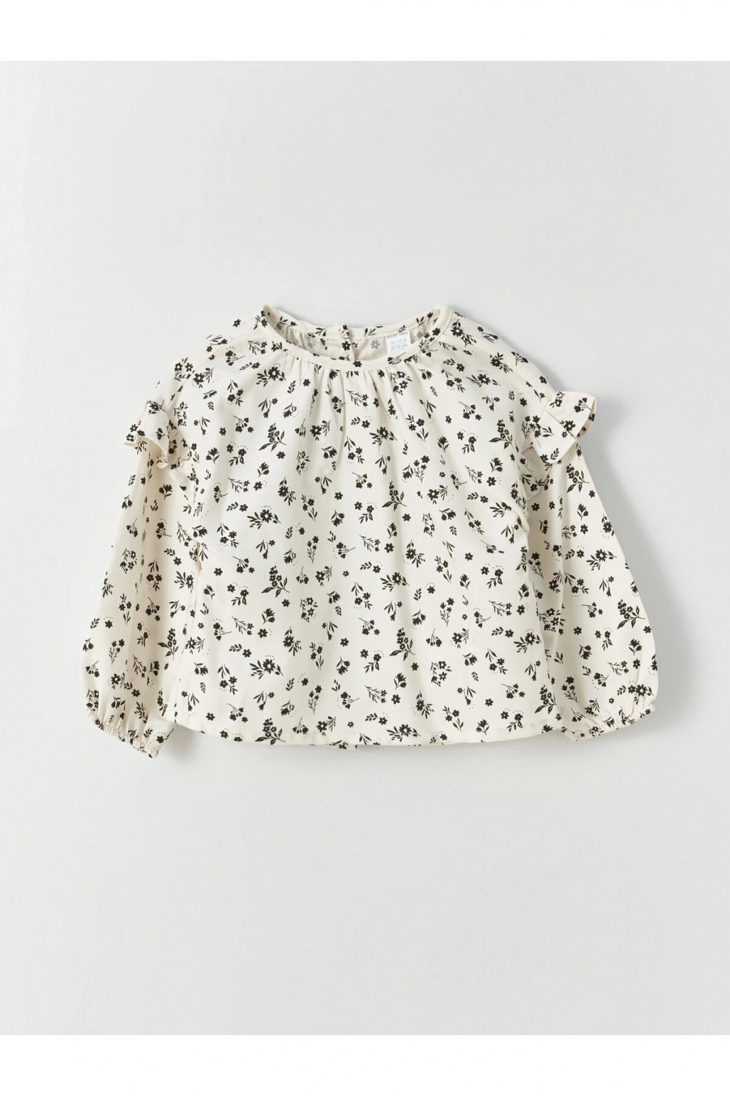 Bisiklet Yaka Uzun Kollu Baskılı Kız Bebek Gömlek