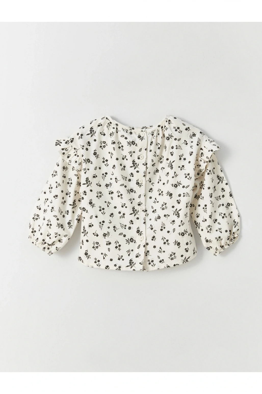 Bisiklet Yaka Uzun Kollu Baskılı Kız Bebek Gömlek