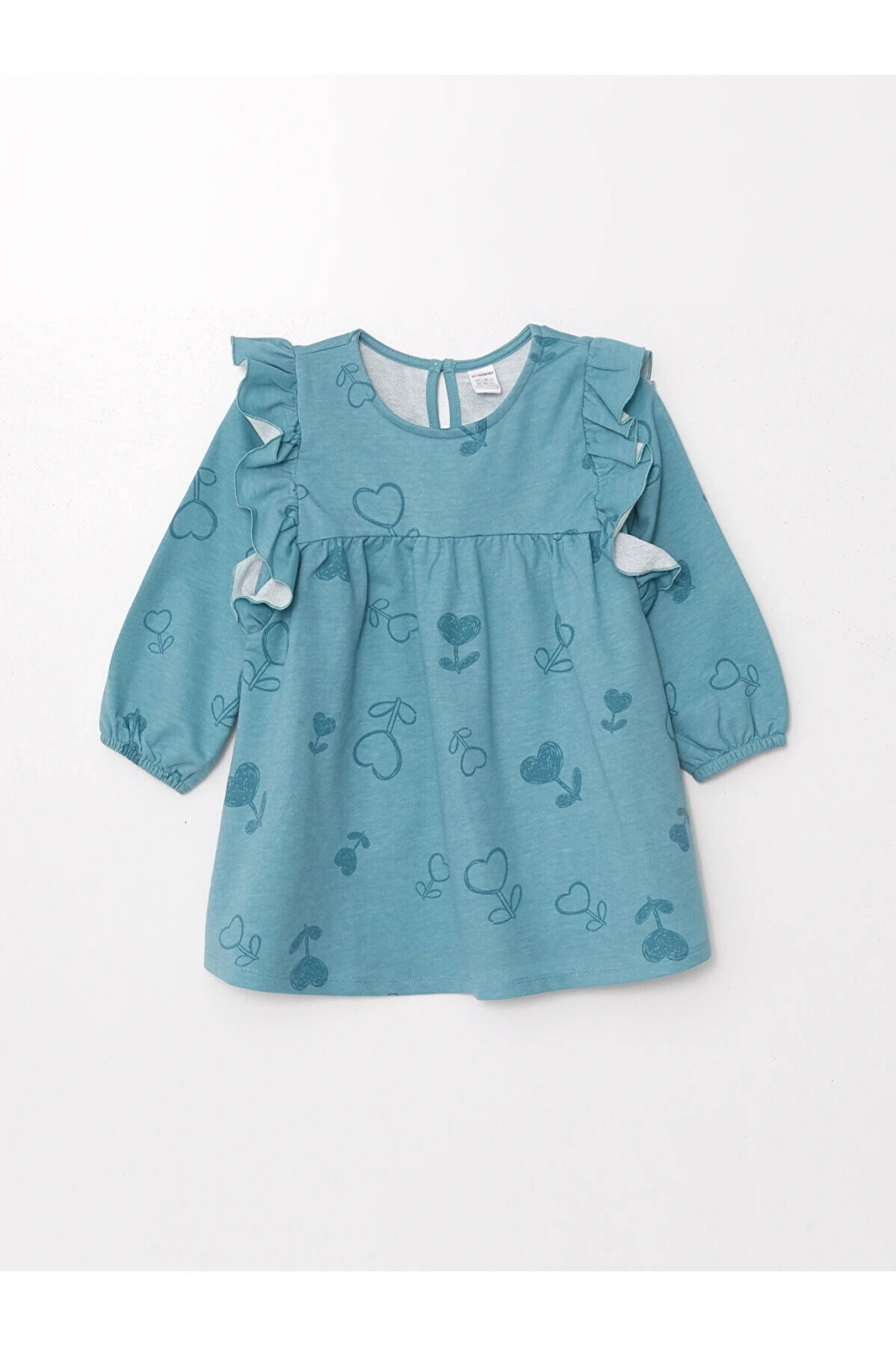 LCW Bisiklet Yaka Uzun Kollu Baskılı Kız Bebek Elbise