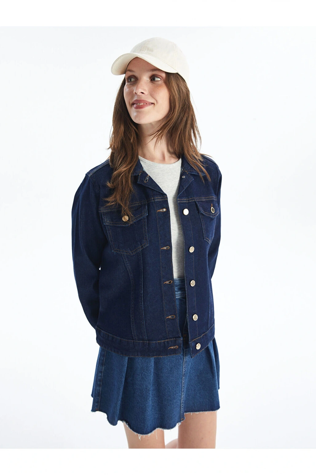 Lcw Gömlek Yaka Kadın Jean Ceket