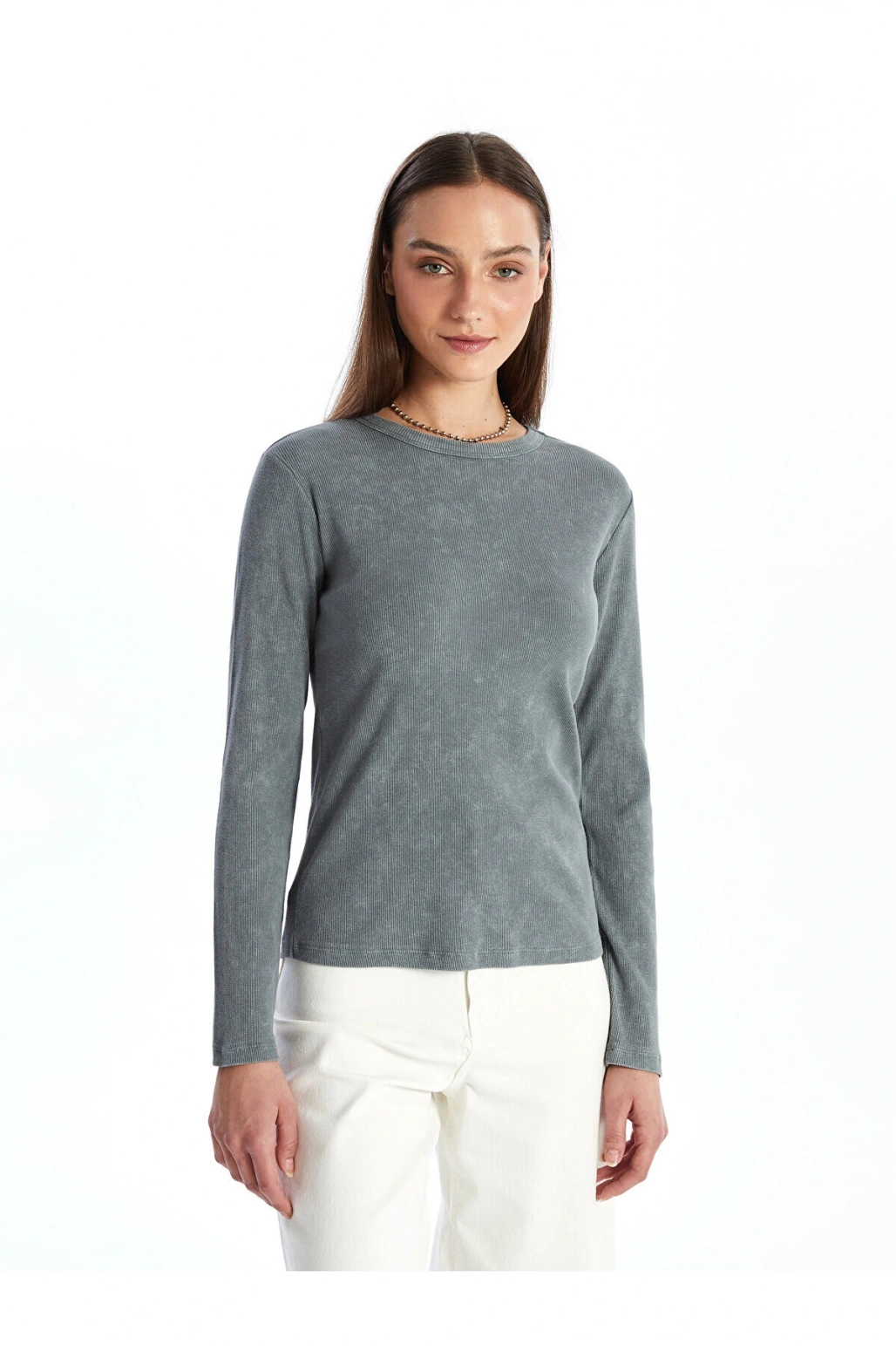 LCW Bisiklet Yaka Düz Uzun Kollu Kadın Body