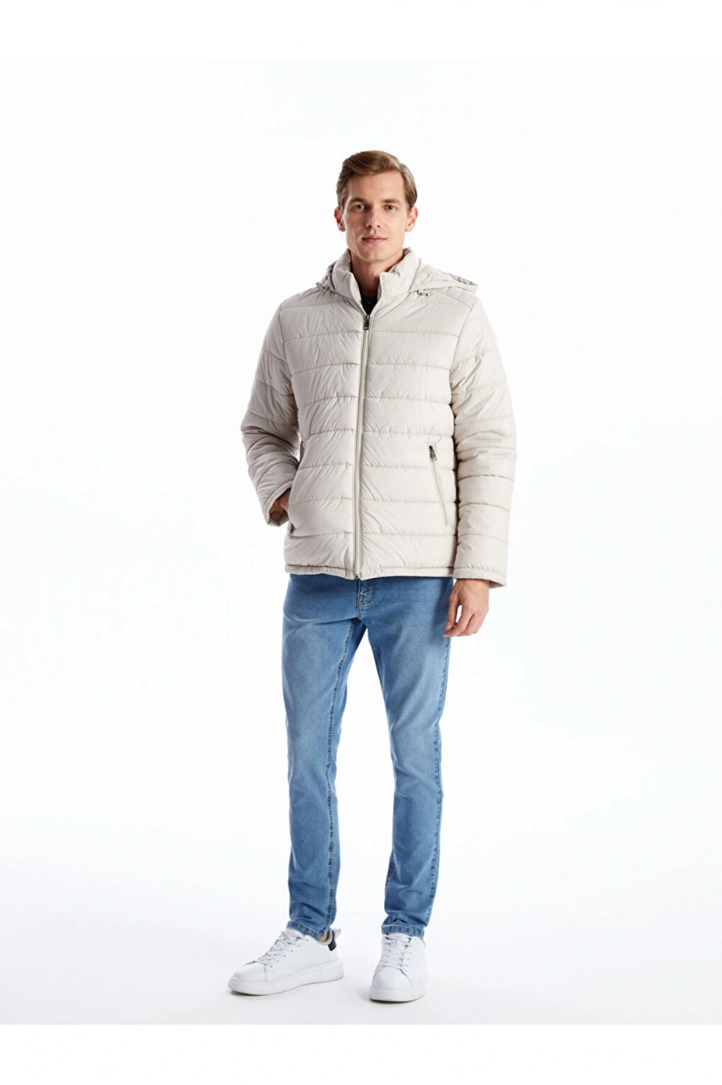 Standart Kalıp Kapüşonlu Erkek Şişme Mont