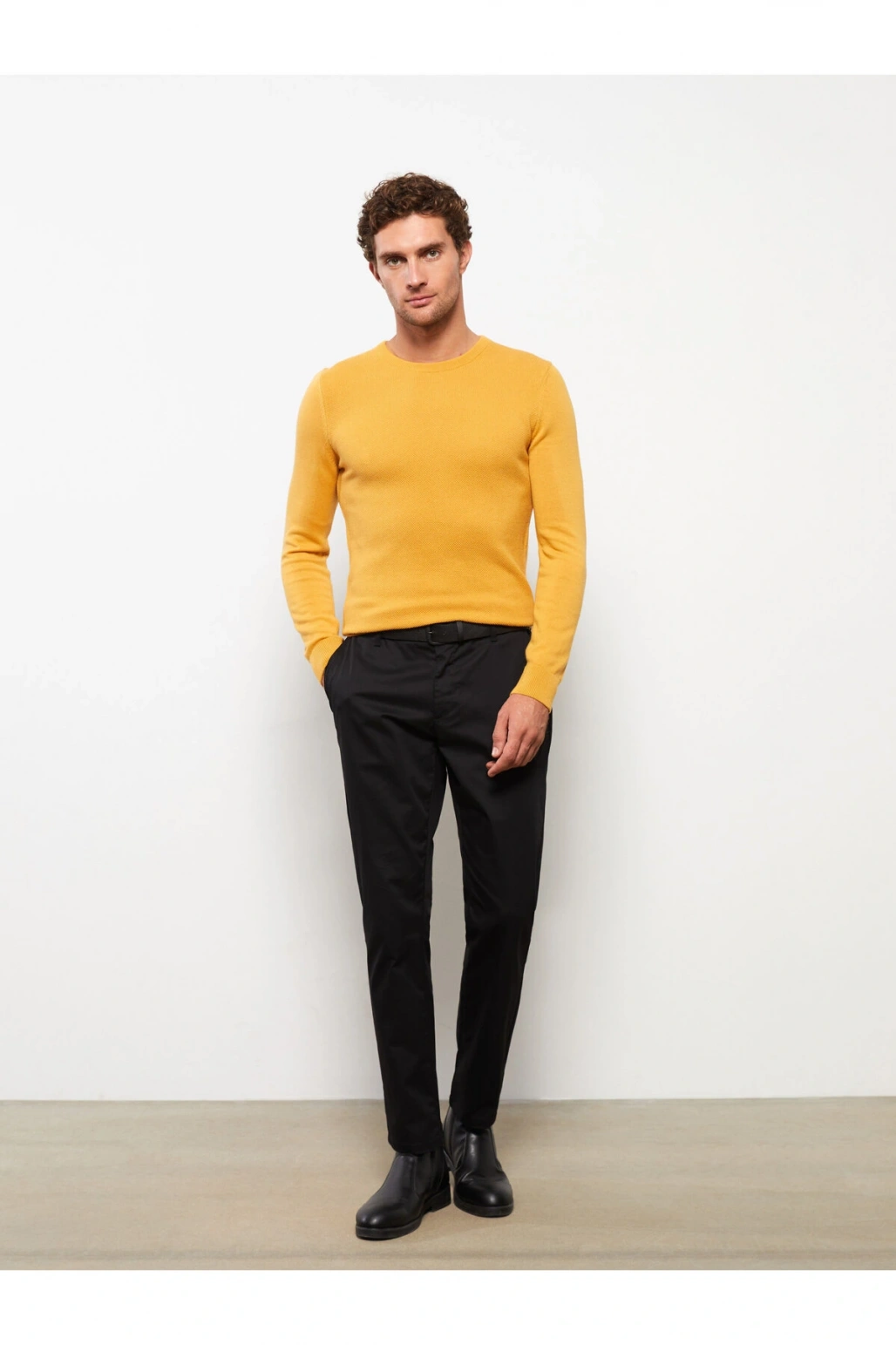 Bisiklet Yaka Uzun Kollu Erkek Triko Kazak