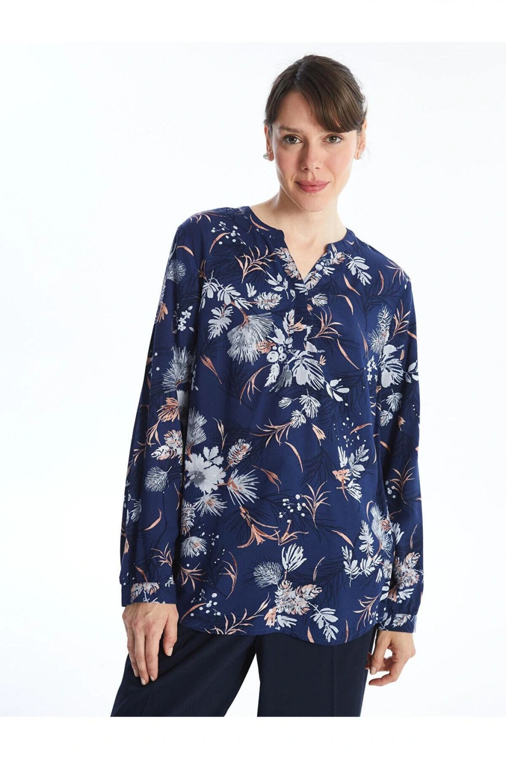 Lcw Grace Baskılı Kaçık Yaka Çiçekli Uzun Kollu Kadın Bluz