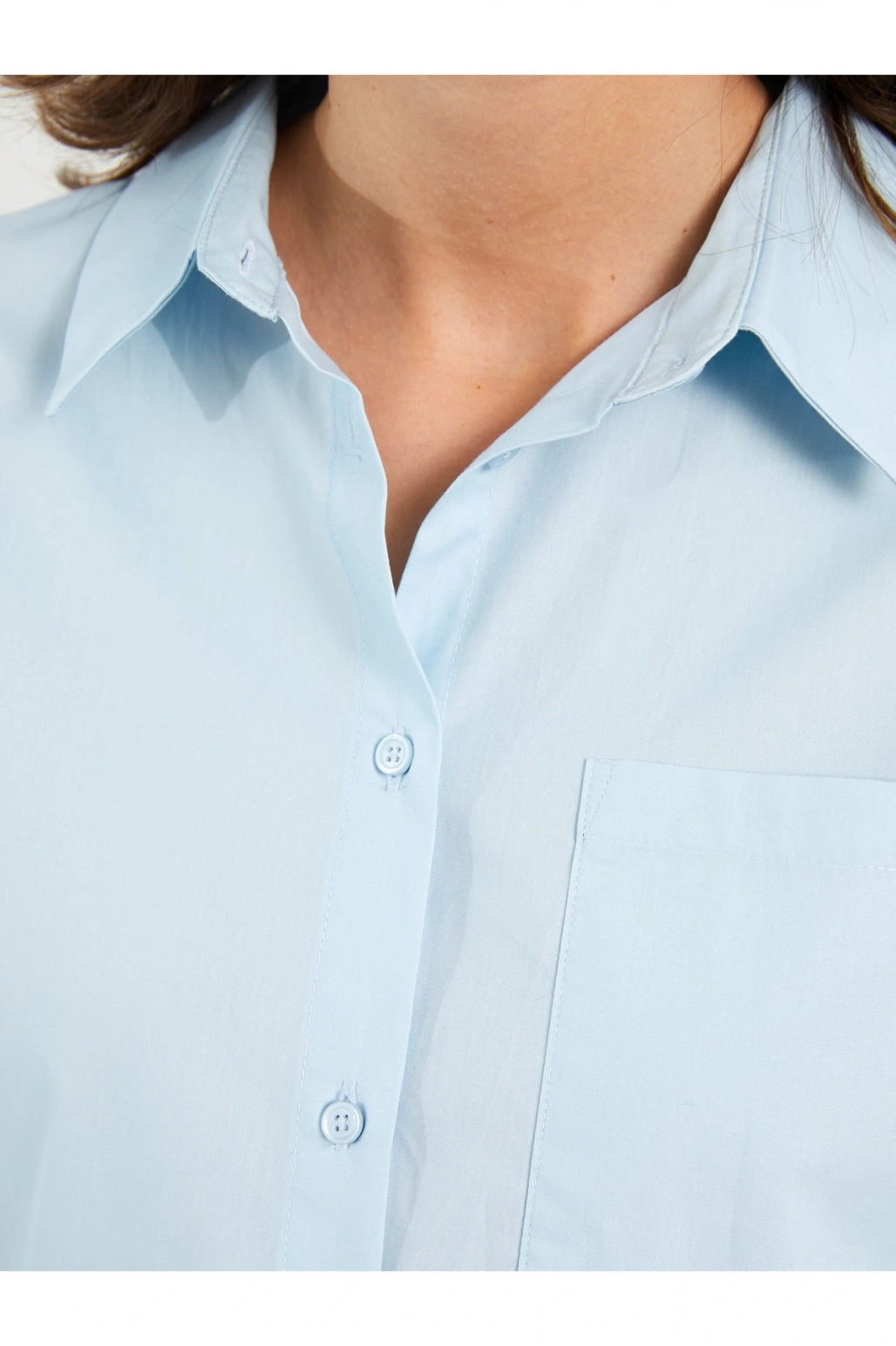 Düz Uzun Kollu Poplin Hamile Gömlek