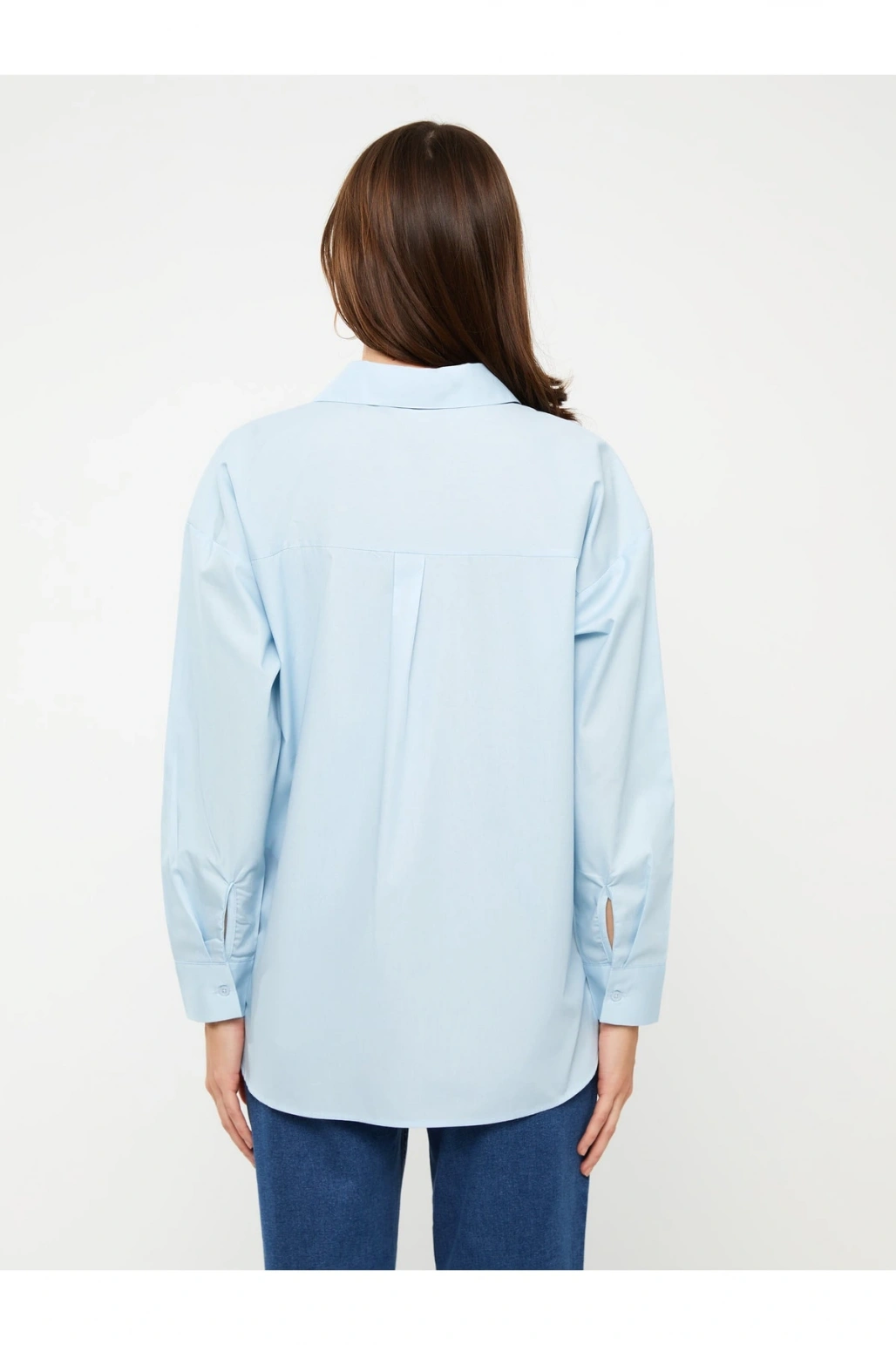 Düz Uzun Kollu Poplin Hamile Gömlek