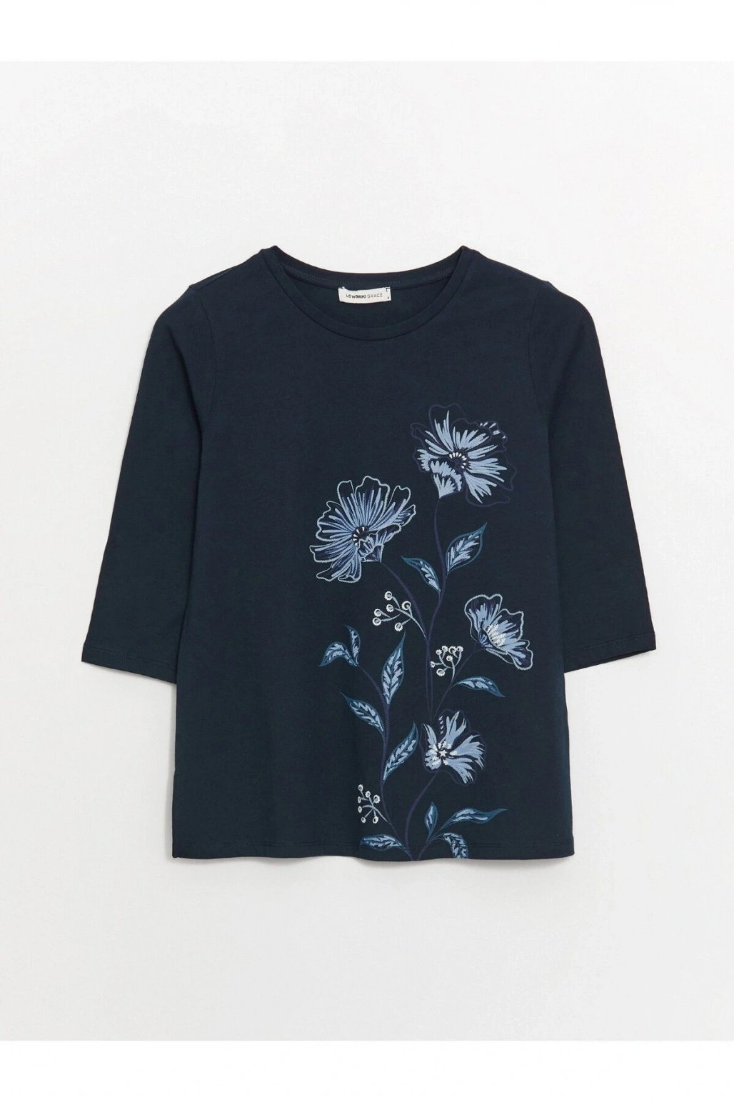 Bisiklet Yaka Çiçekli Kadın Bluz