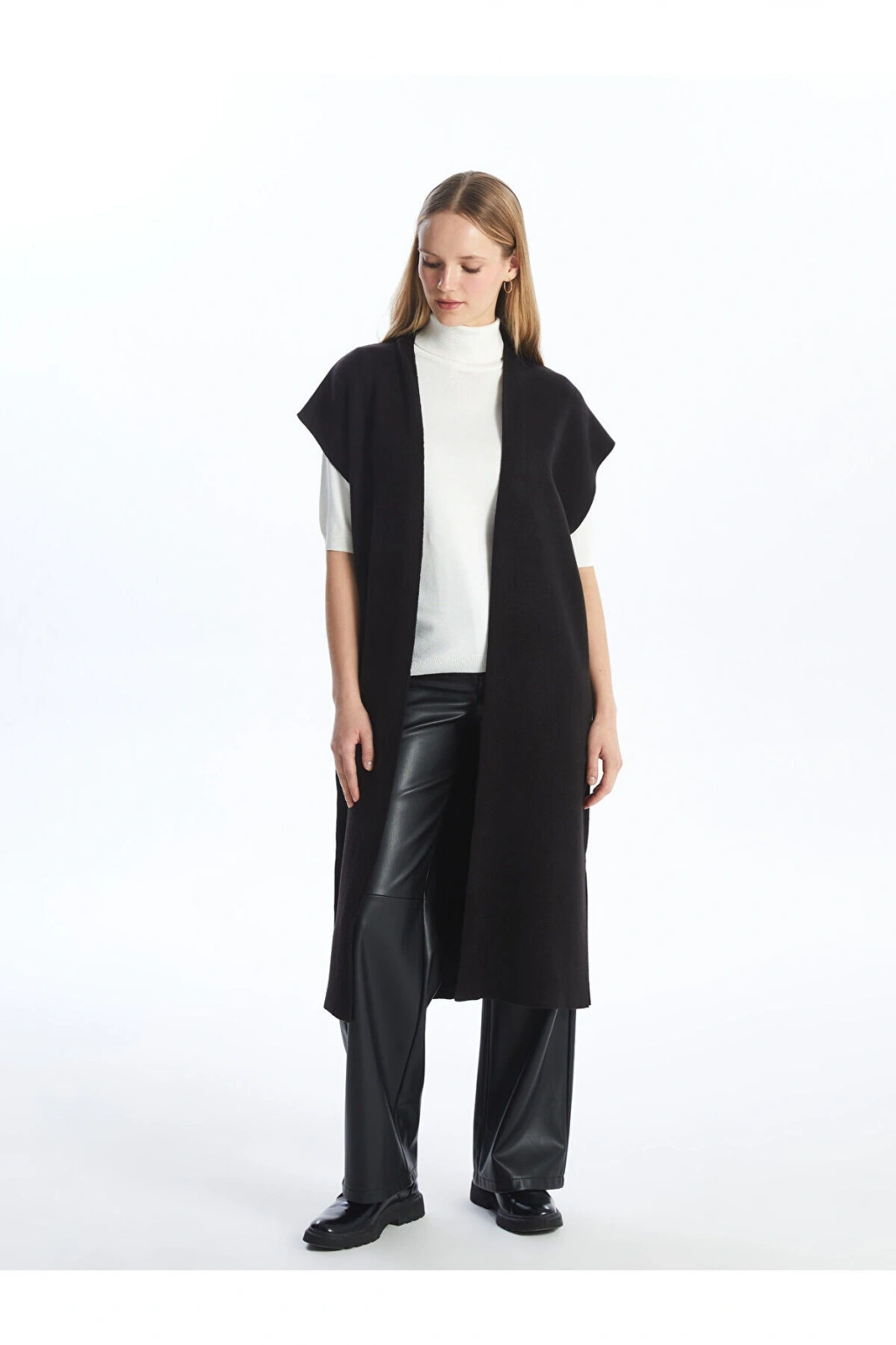 Şal Yaka Düz Kısa Kollu Oversize Kadın Triko Hırka