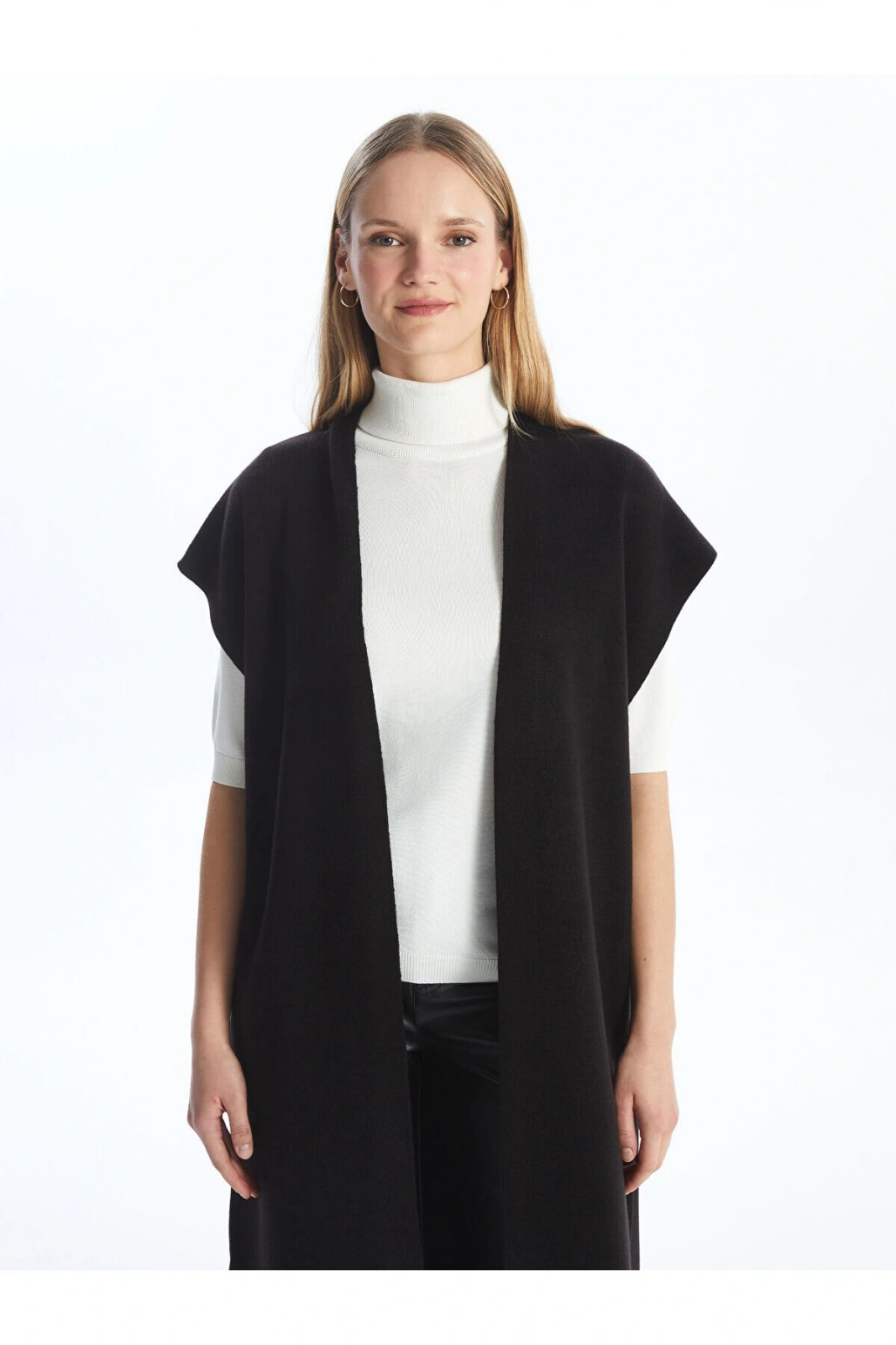 Şal Yaka Düz Kısa Kollu Oversize Kadın Triko Hırka