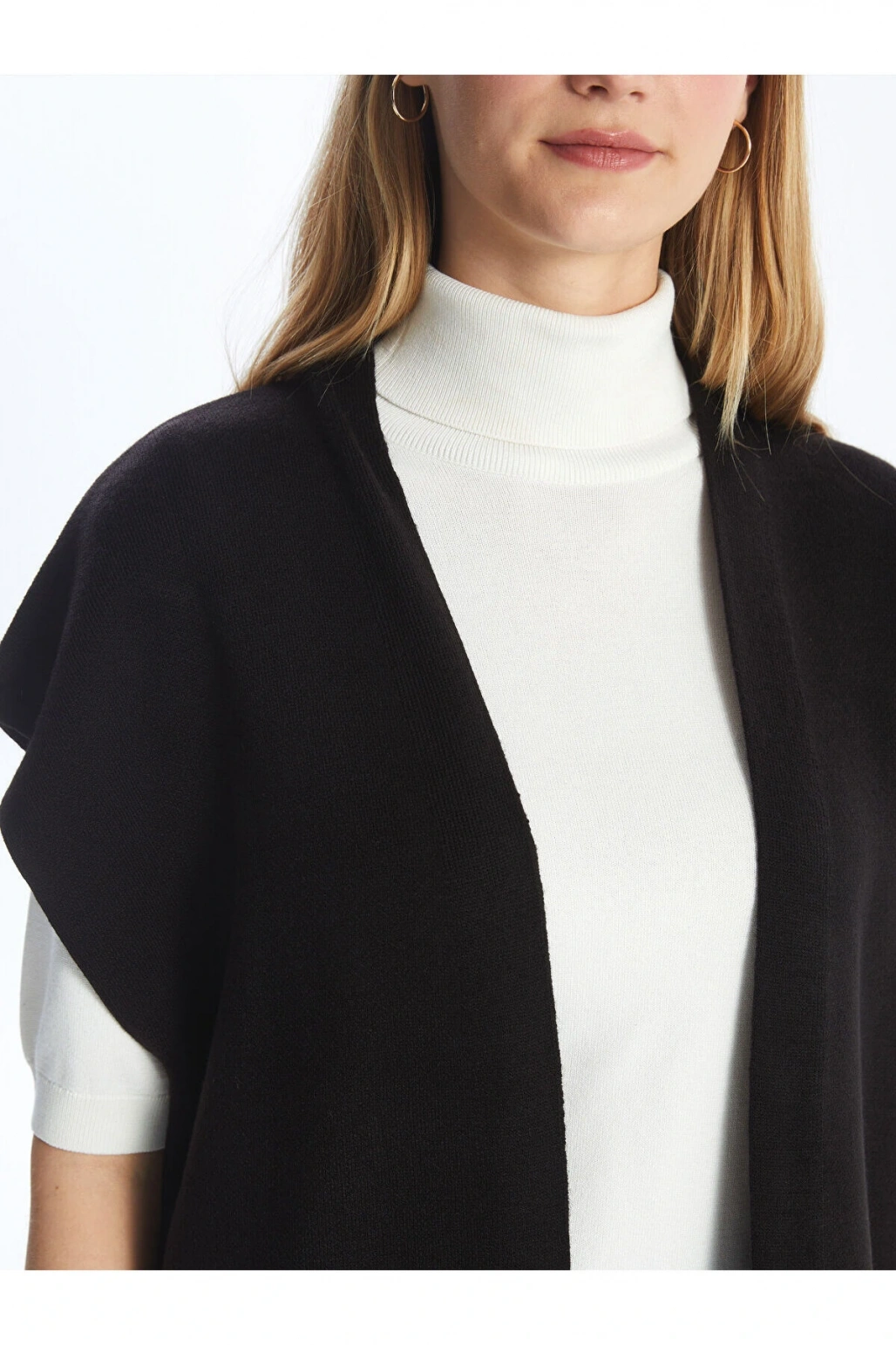 Şal Yaka Düz Kısa Kollu Oversize Kadın Triko Hırka