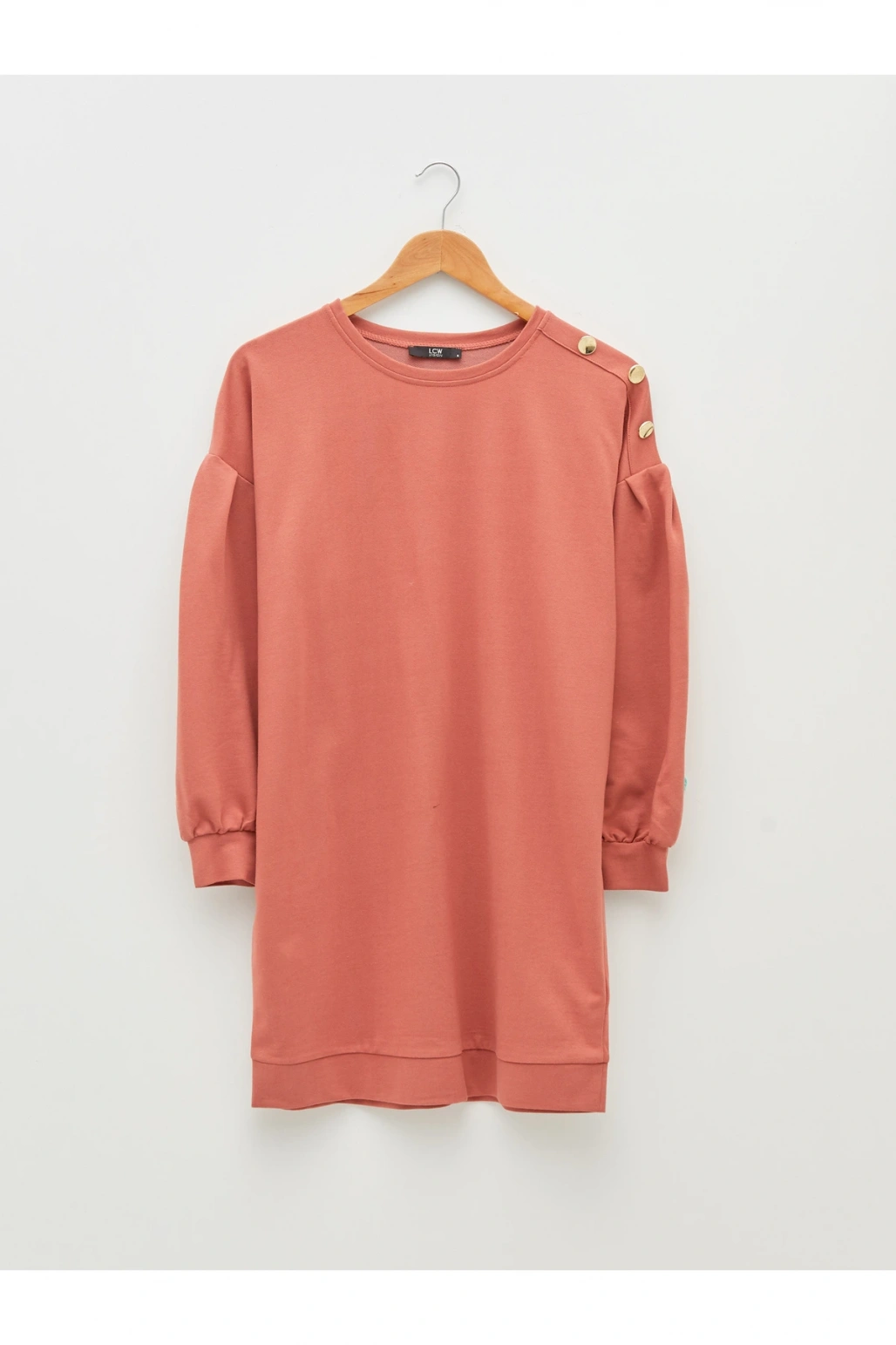 Bisiklet Yaka Düz Uzun Kollu Kadın Elbise